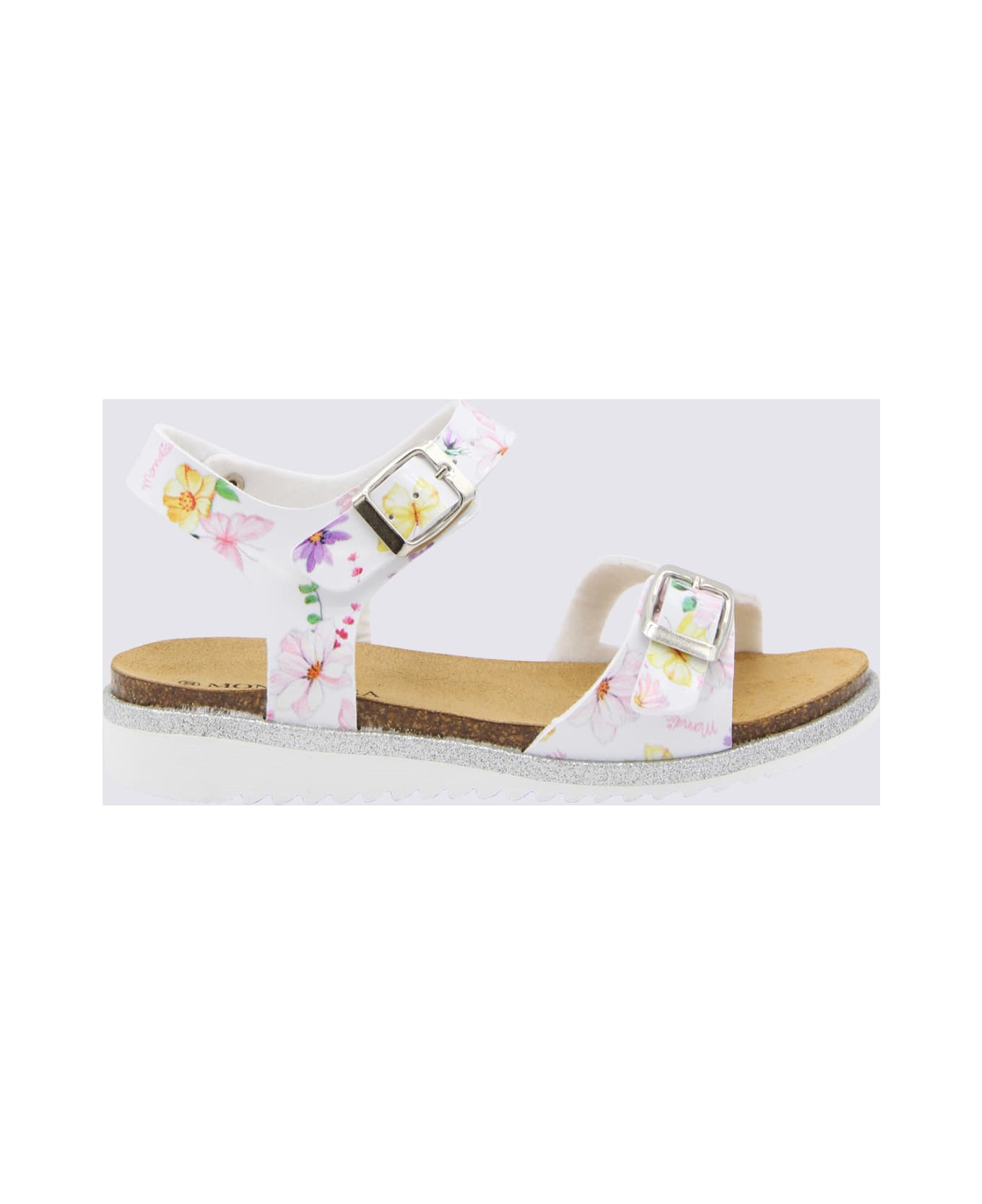 Monnalisa White And Multicolour Leather Sandals - MultiColour