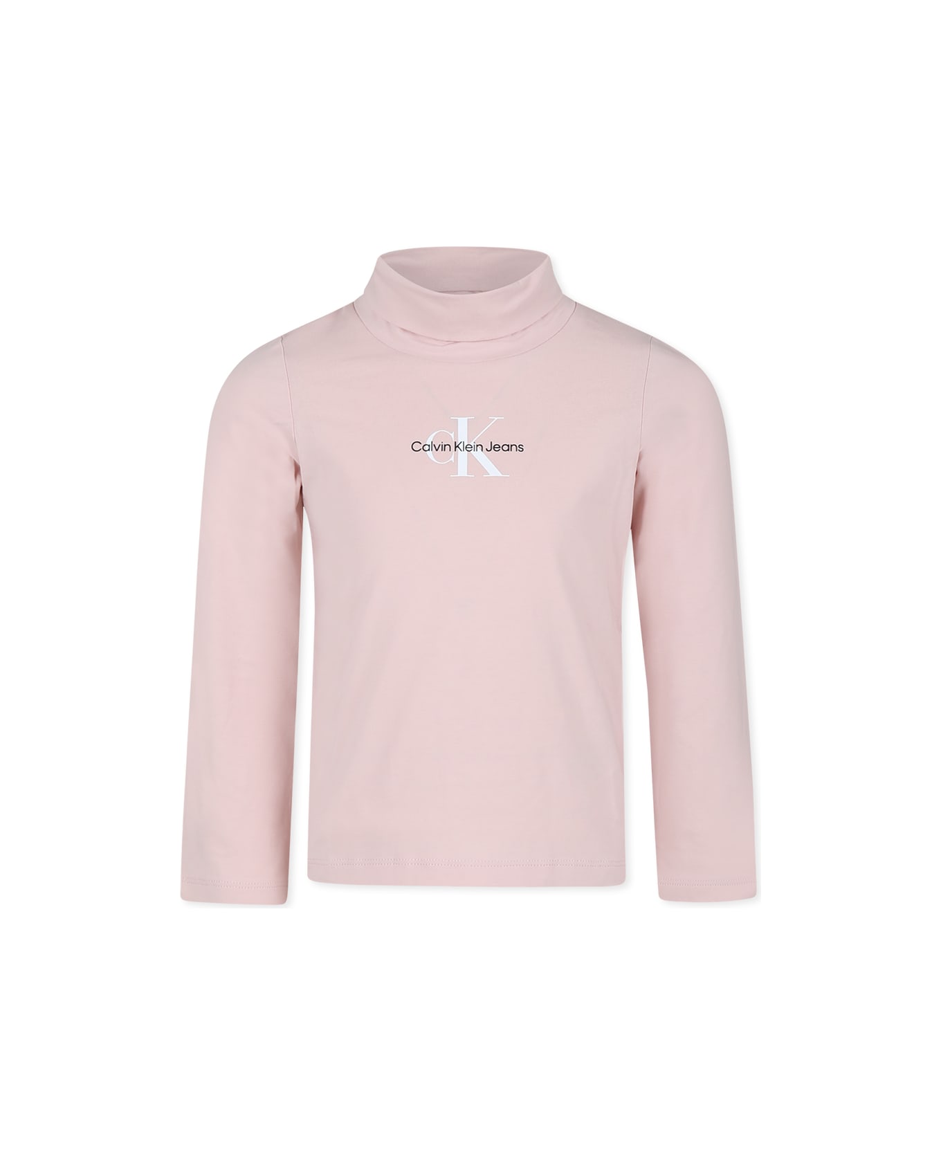 Calvin Klein Pink Turtleneck For Girl With Logo - Pink