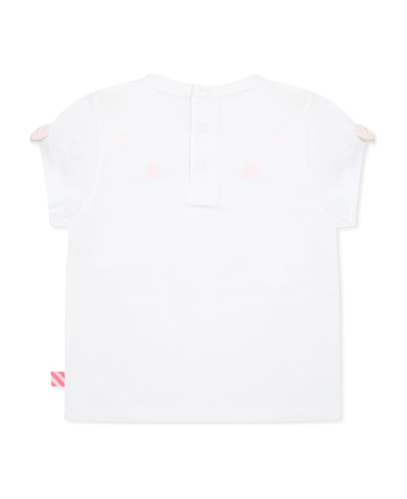 Billieblush White T-shirt For Baby Girl With Hearts And Flowers - White