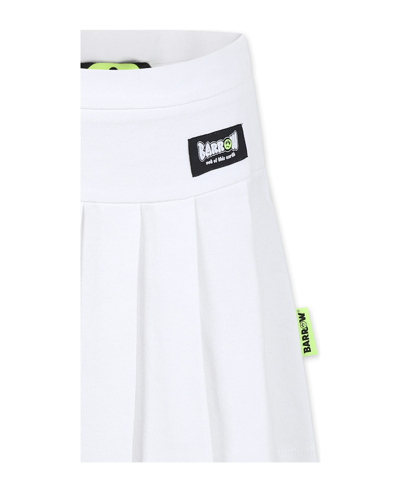 Barrow White Skirt For Girl With Logo - White