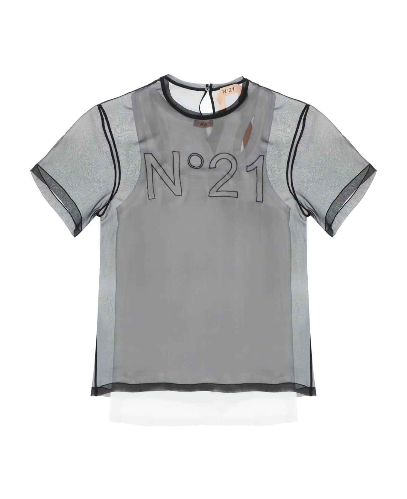N.21 Georgette T-shirt With Logo - NERO (Black) Tシャツ