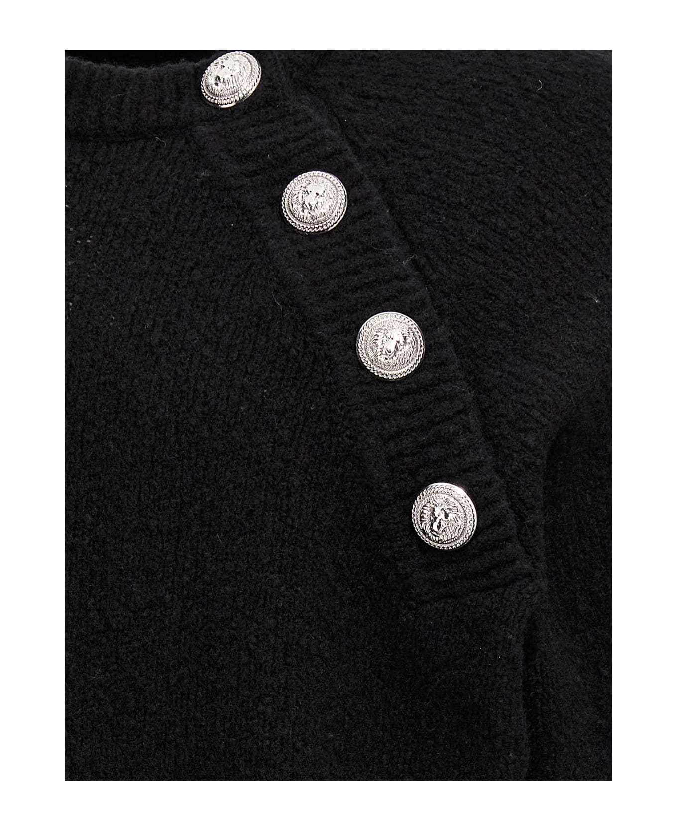 Balmain Buttoned Knit Sweater - BLACK