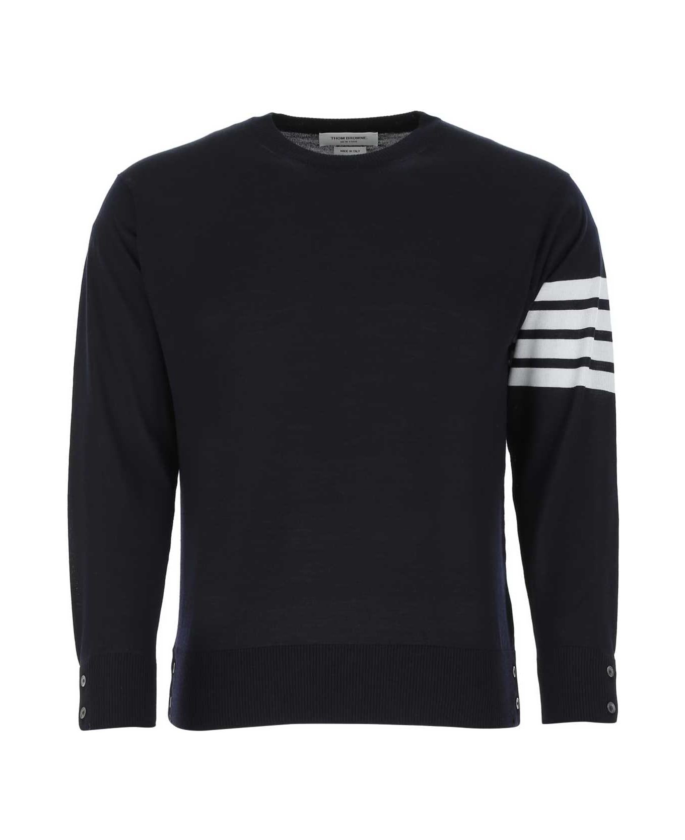 Thom Browne Navy Blue Wool Sweater - 415