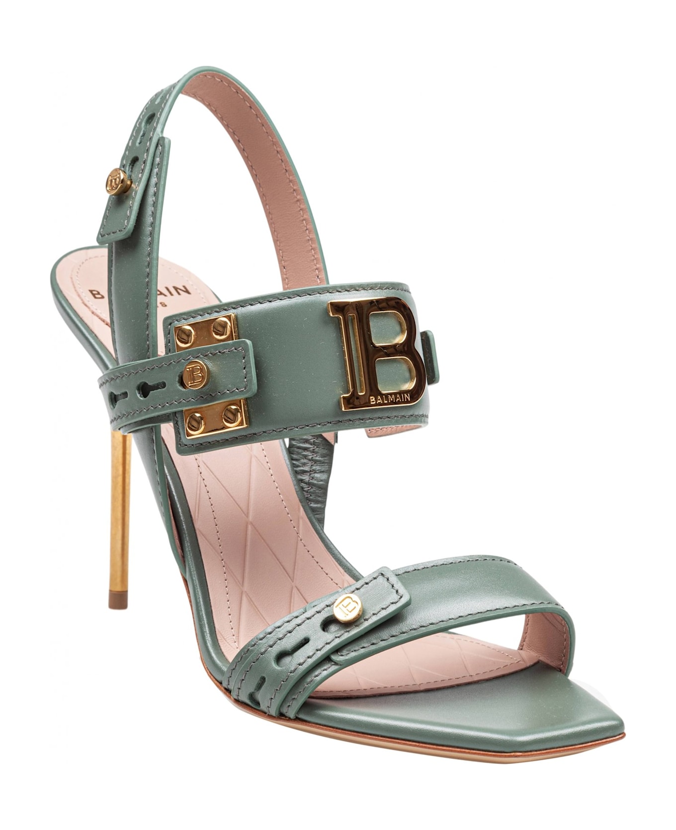 Balmain Leather Sandal Color Green - VERT