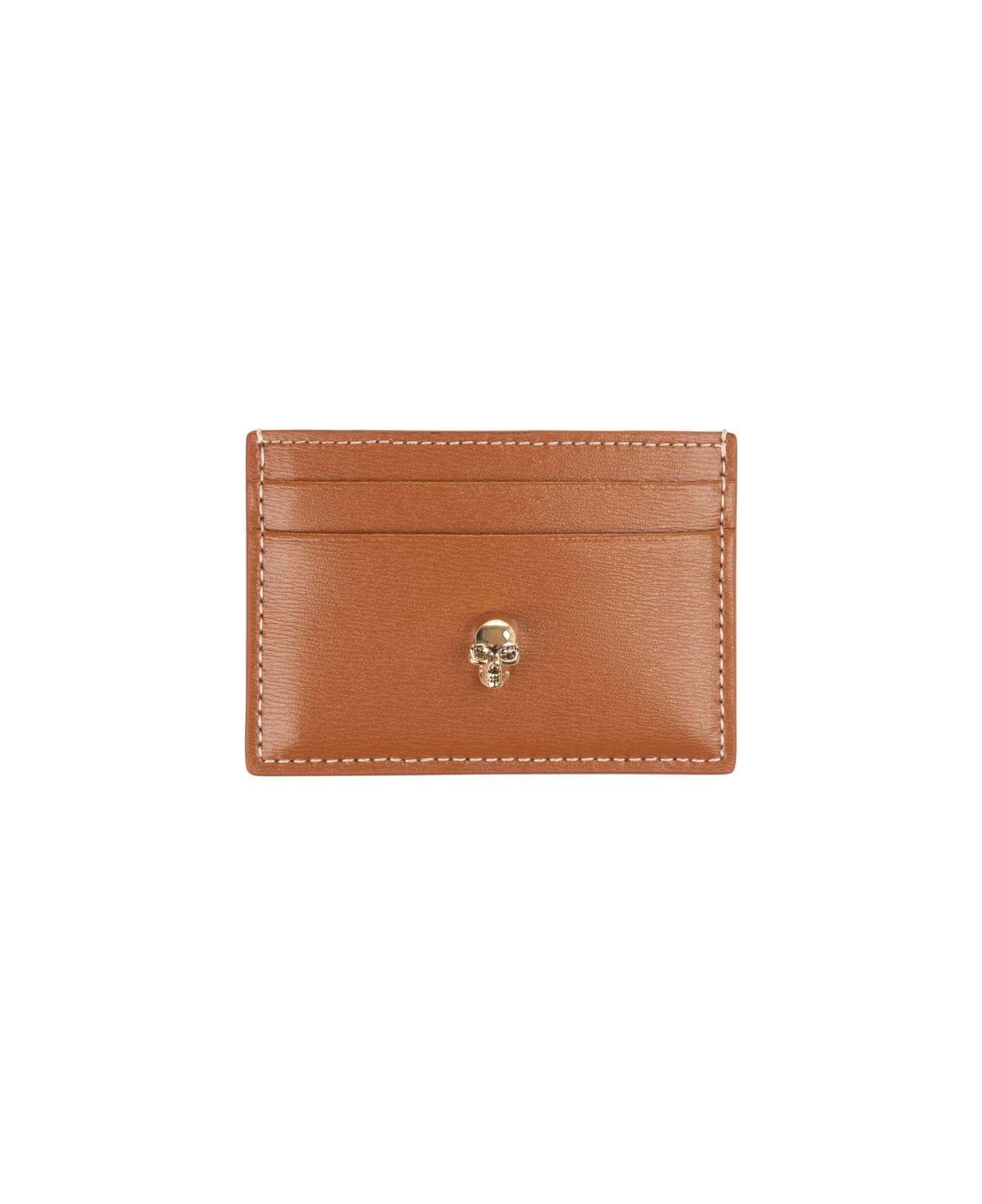 Alexander McQueen Caramel Leather Skull Card Holder - Brown