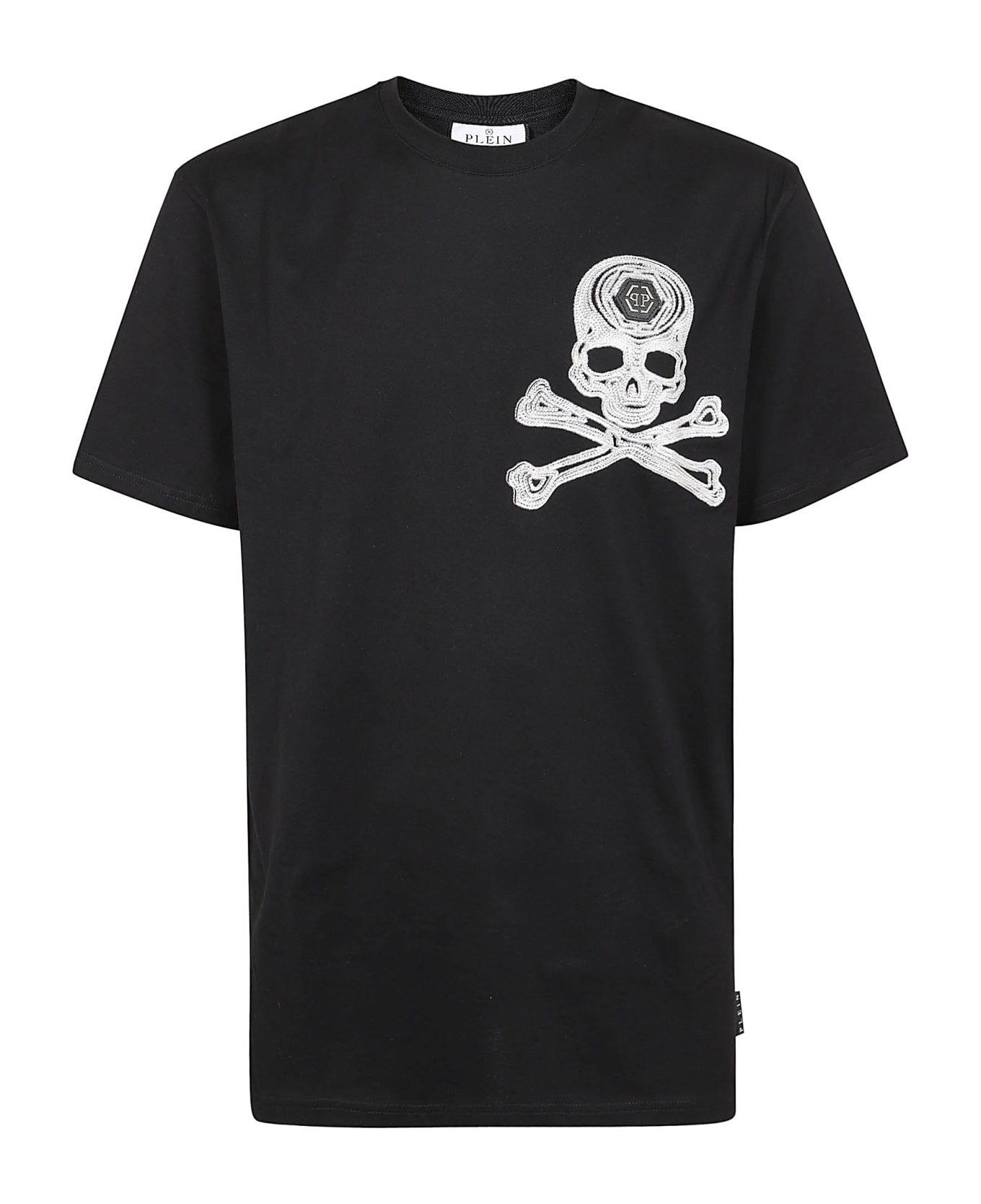 Philipp Plein T-shirt Round Neck Ss With Cry - Black White シャツ