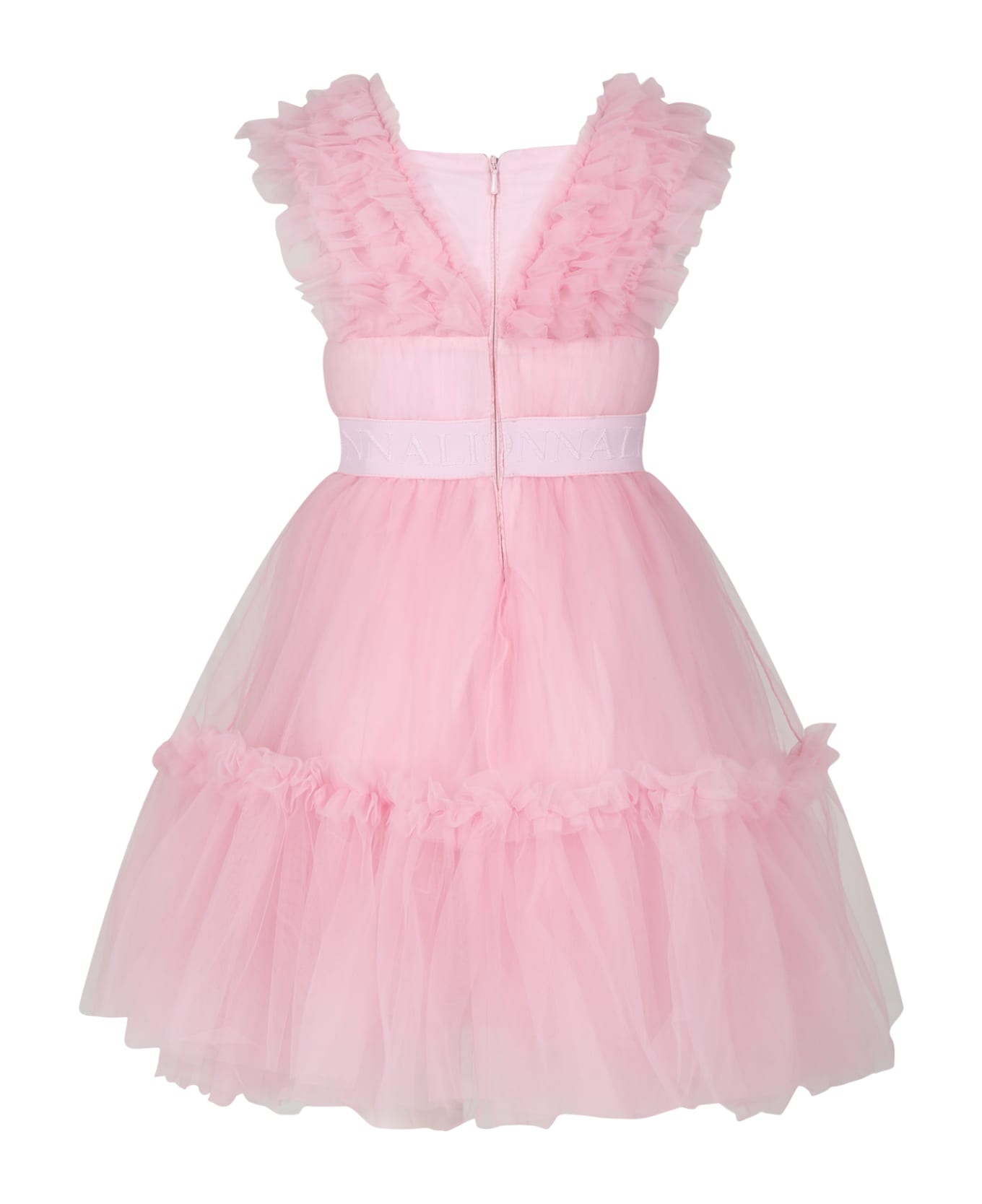 Monnalisa Elegant Pink Dress For Girl - Pink ワンピース＆ドレス