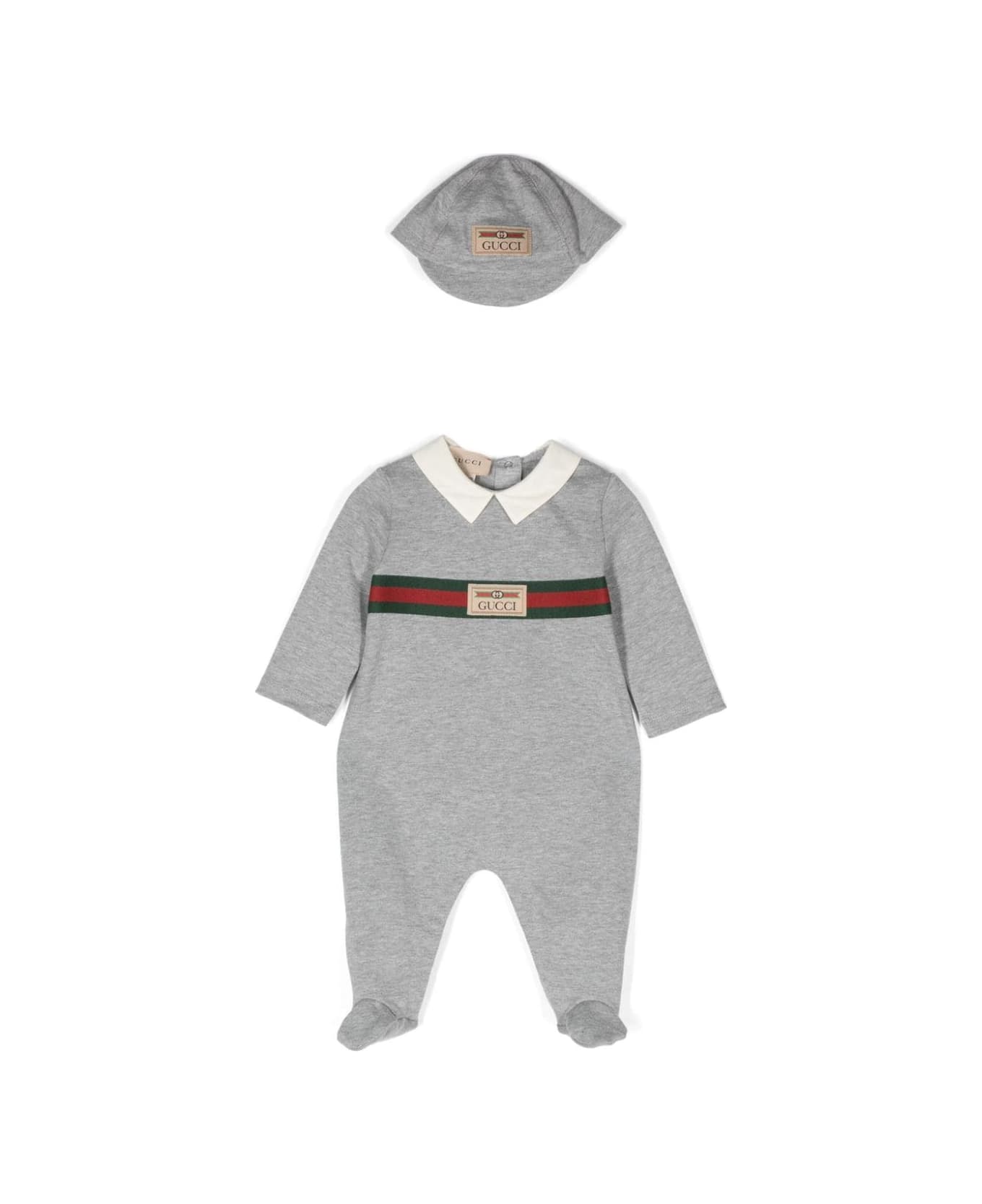 Gucci Gift Set With Grey Playsuit And Matching Hat - Grey