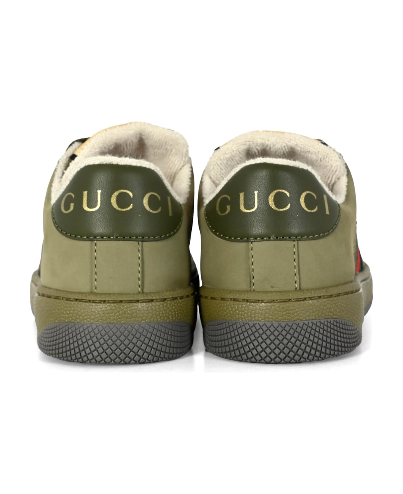 Gucci Green Screener Sneakers For Kids With Web Detail - Green シューズ
