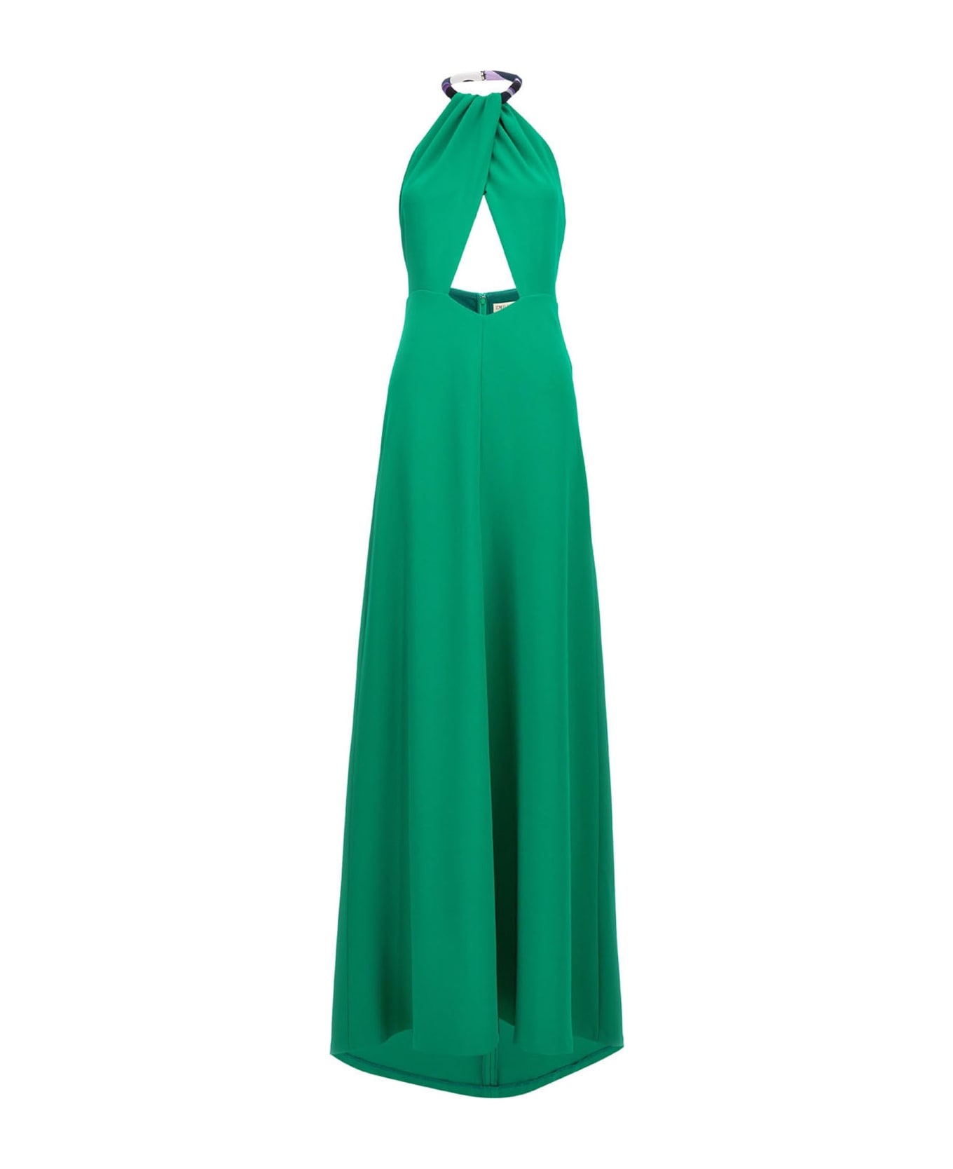 Pucci Cut-out Choker Long Dress - Green