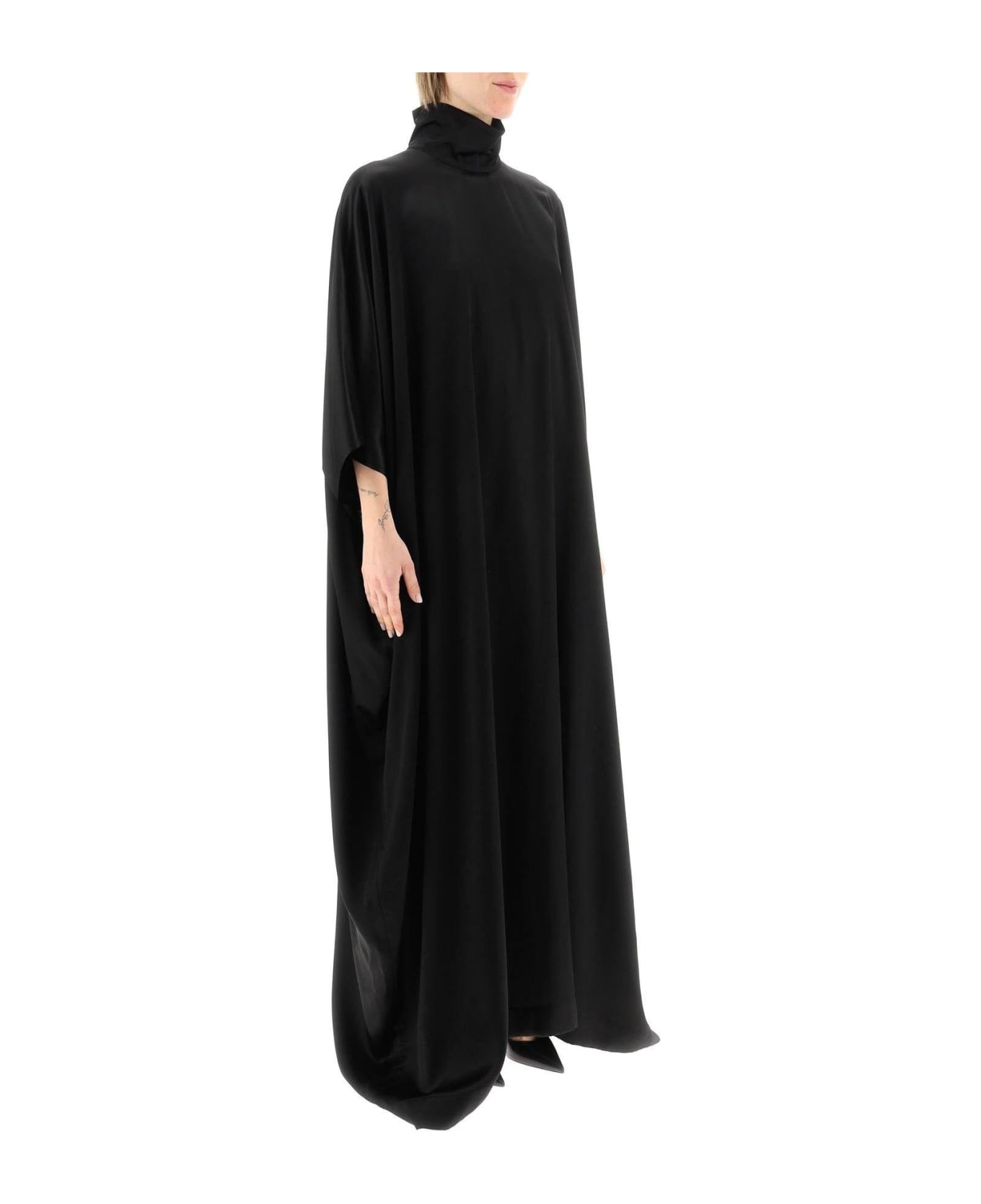 Balenciaga Satin Cape Dress - Black