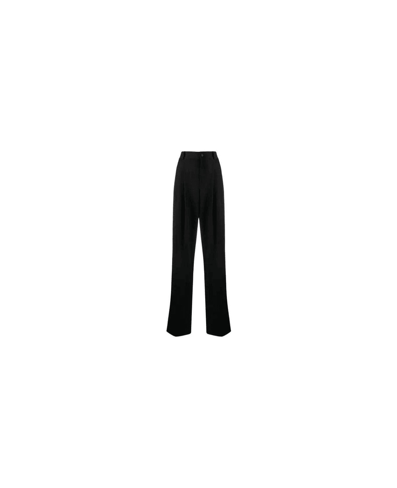 Saint Laurent Wide-leg Pleated Trousers - BLACK