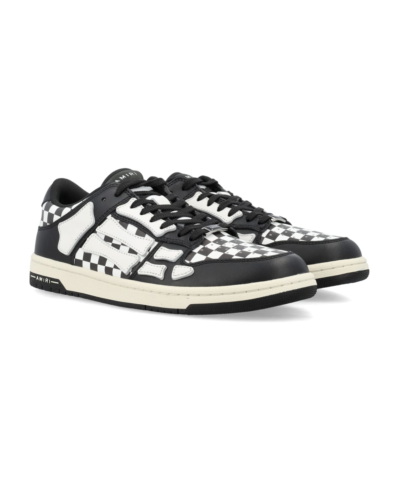AMIRI Checkered Skel Top Low Sneakers - BLACK WHITE