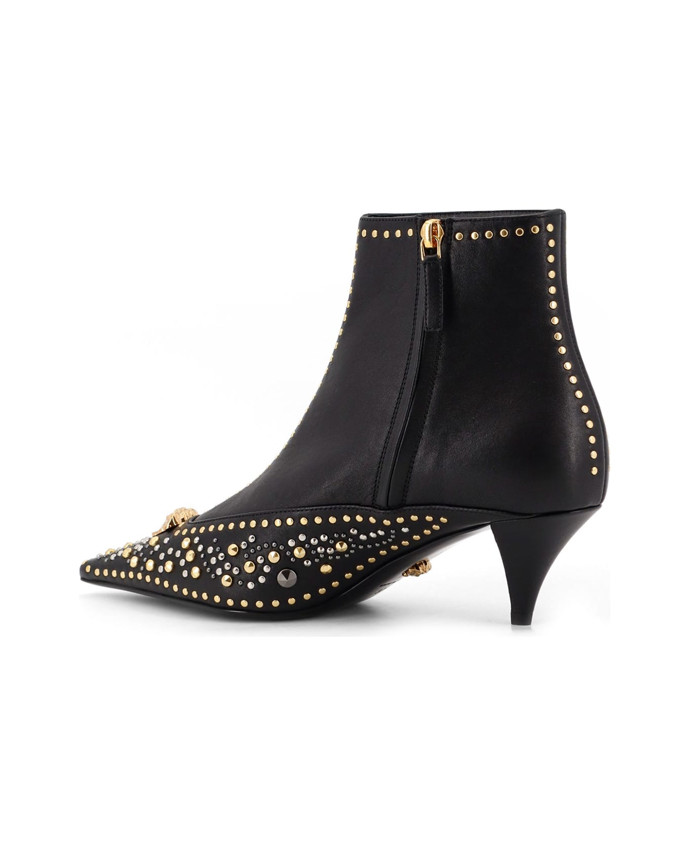 Versace Leather Ankle Boots - Black-Versace Gold+Palladium