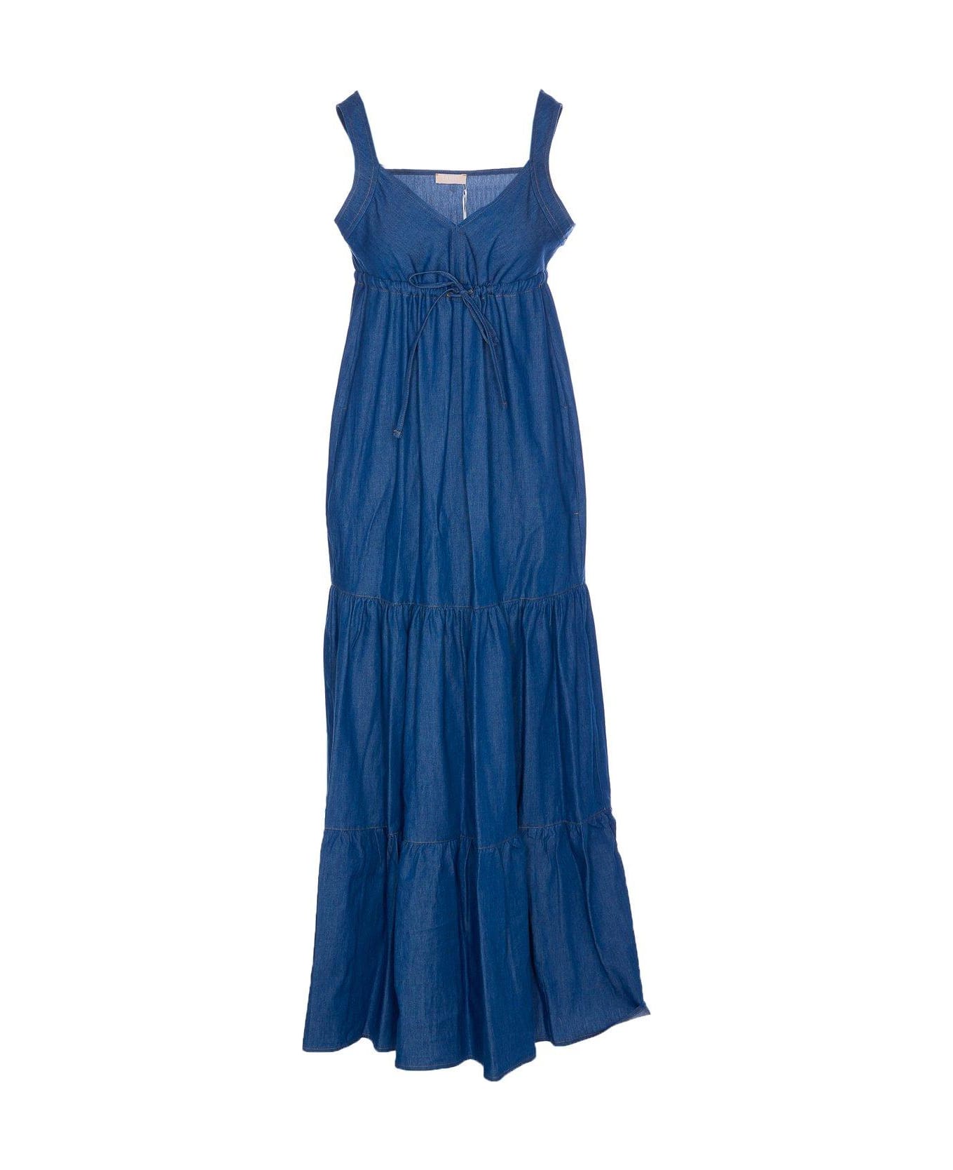 Liu-Jo Sleeveless Pleated Midi Dress - Denim