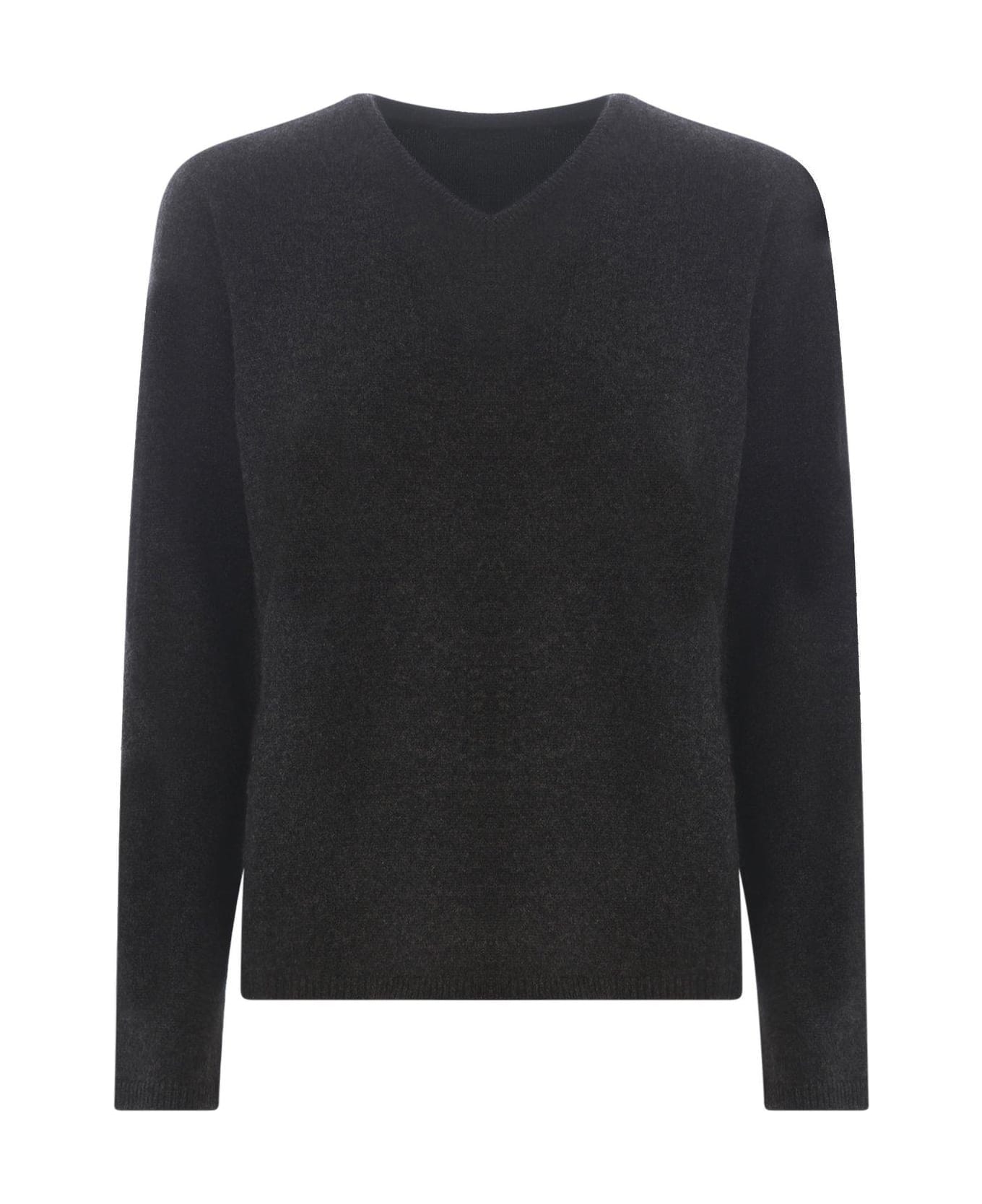 'S Max Mara Quinto Wool V Neck Slim Sweater - Grey