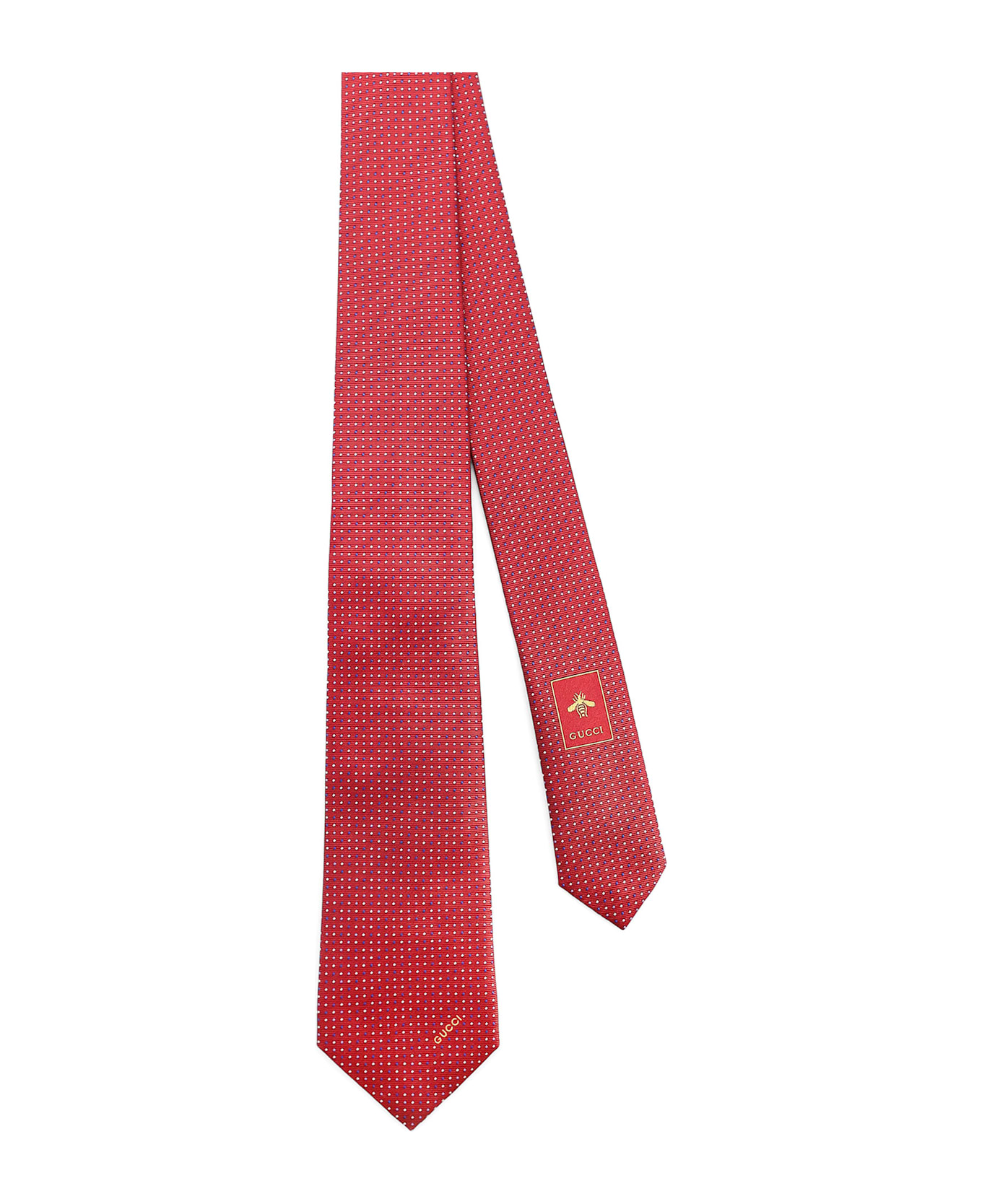 Gucci Silk Tie With Gudots Motif - Red