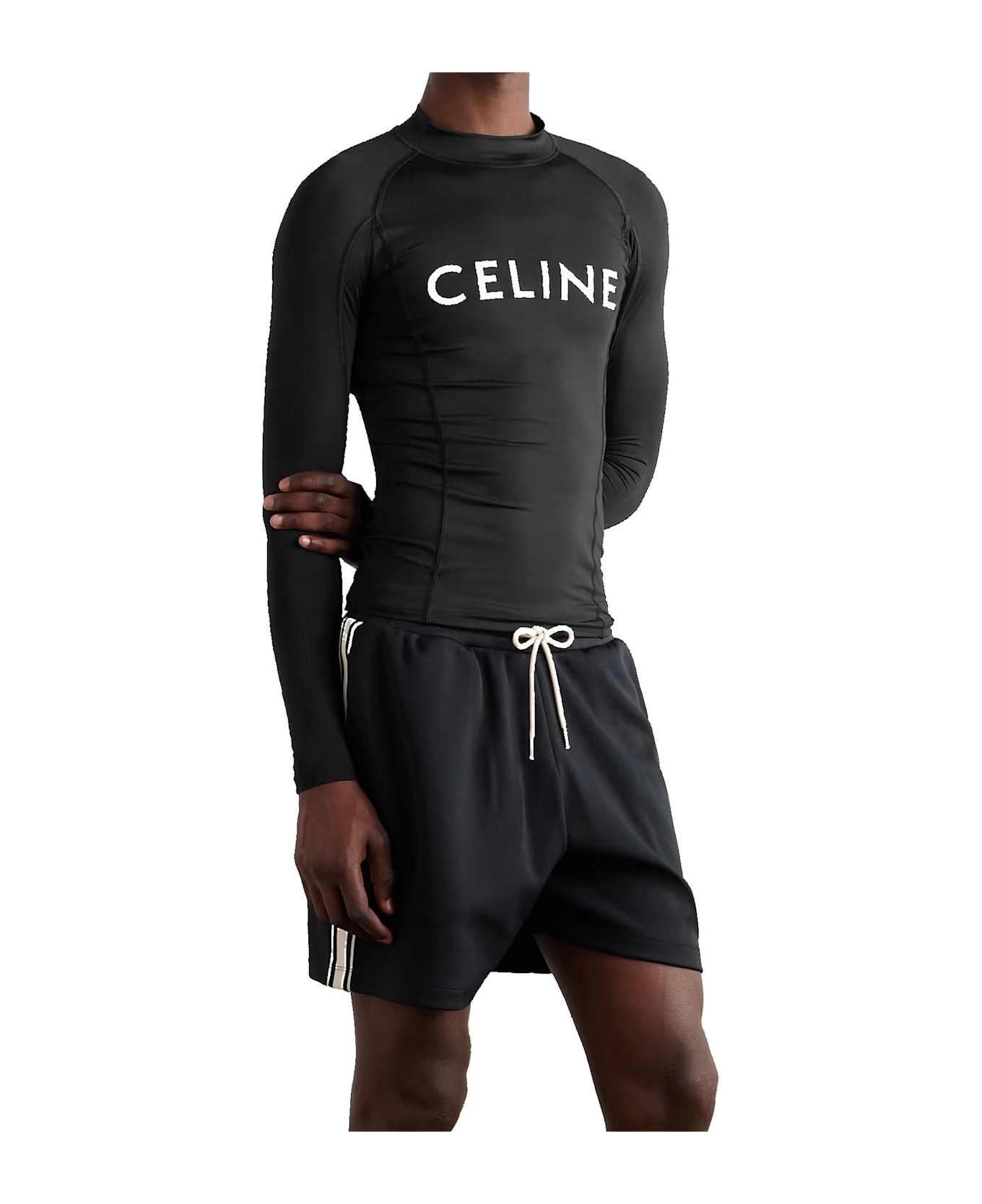 Celine Surf Logo Stretch-jersey T-shirt - Black