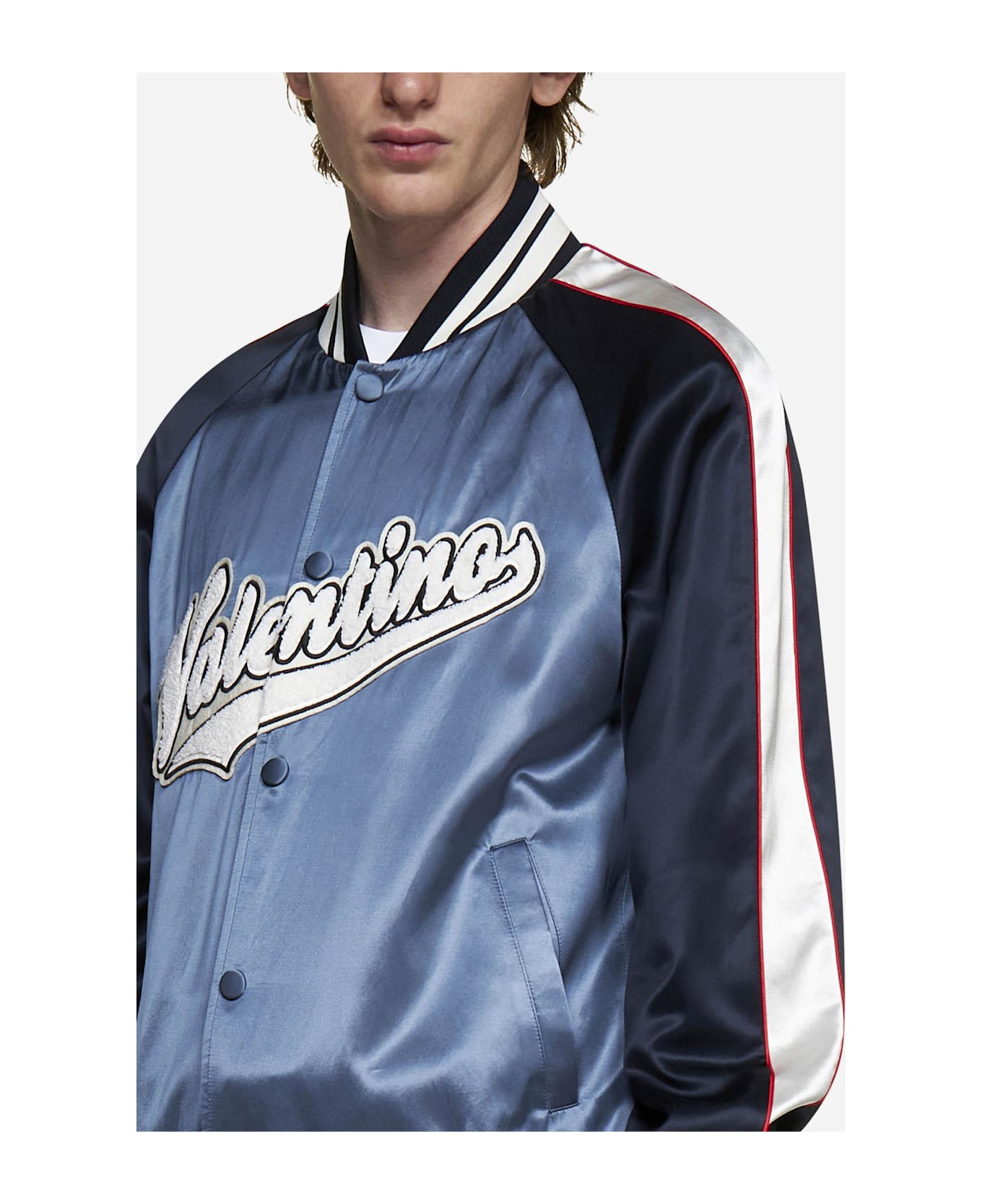 Valentino Garavani Logo-patch Viscose And Cotton Bomber Jacket - 7NA