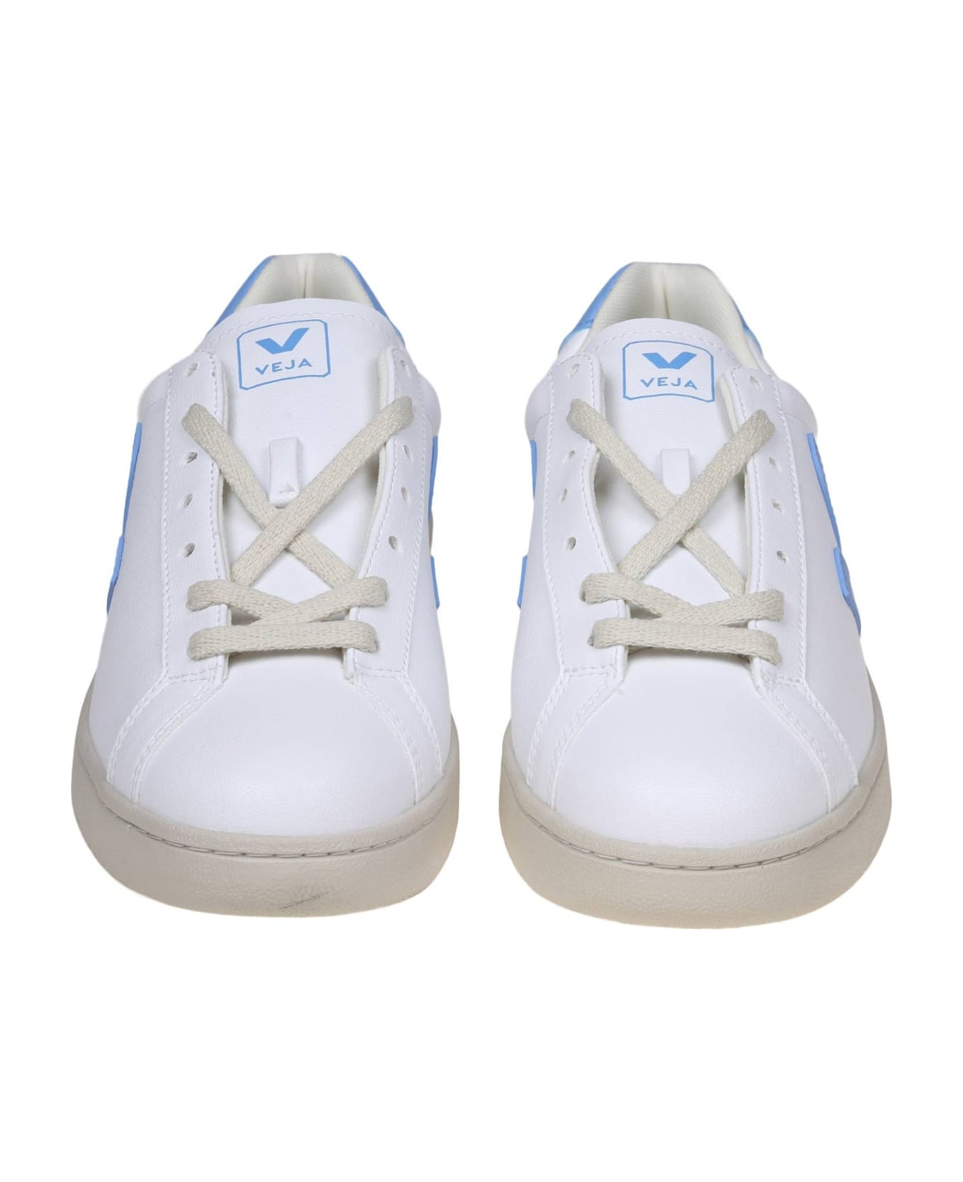 Veja Urca Sneakers In White/light Blue Coated Cotton - WHITE/LIGHT BLUE