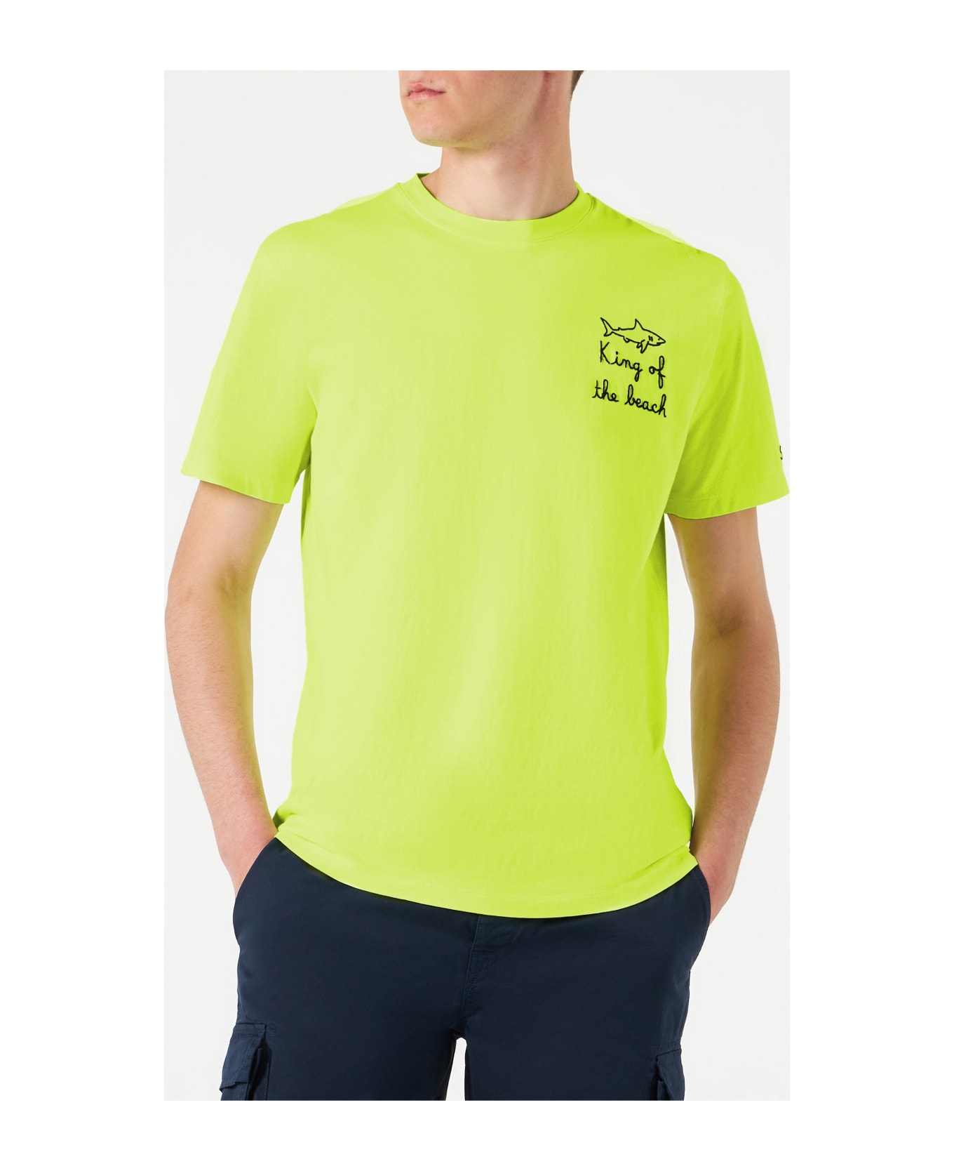 MC2 Saint Barth Man T-shirt With King Of The Beach Embroidery - YELLOW