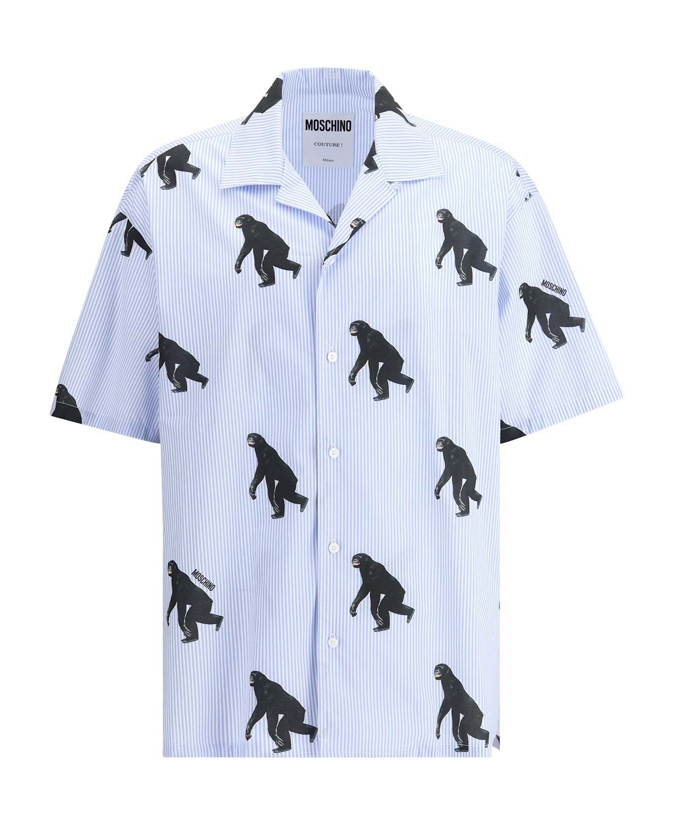 Moschino Printed Short Sleeve Shirt - BLUE/WHITE