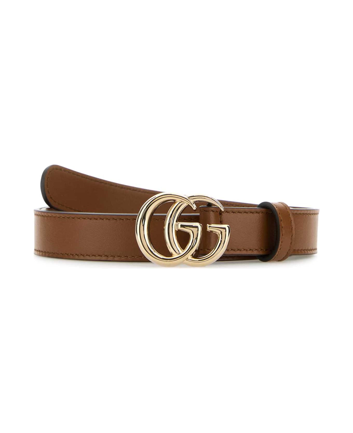Gucci Brown Leather Gg Belt - BROWN