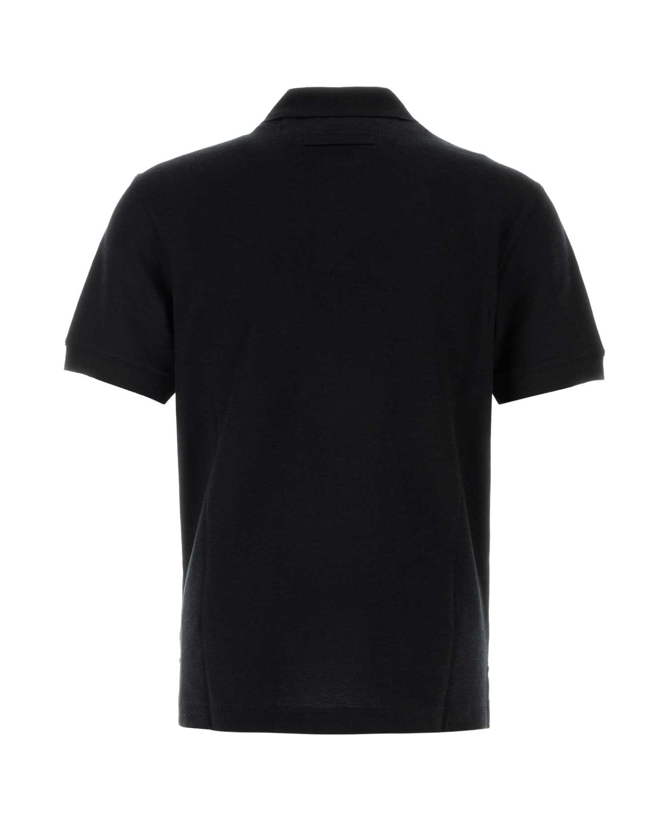 Zegna Black Cotton Blend Polo Shirt - B09