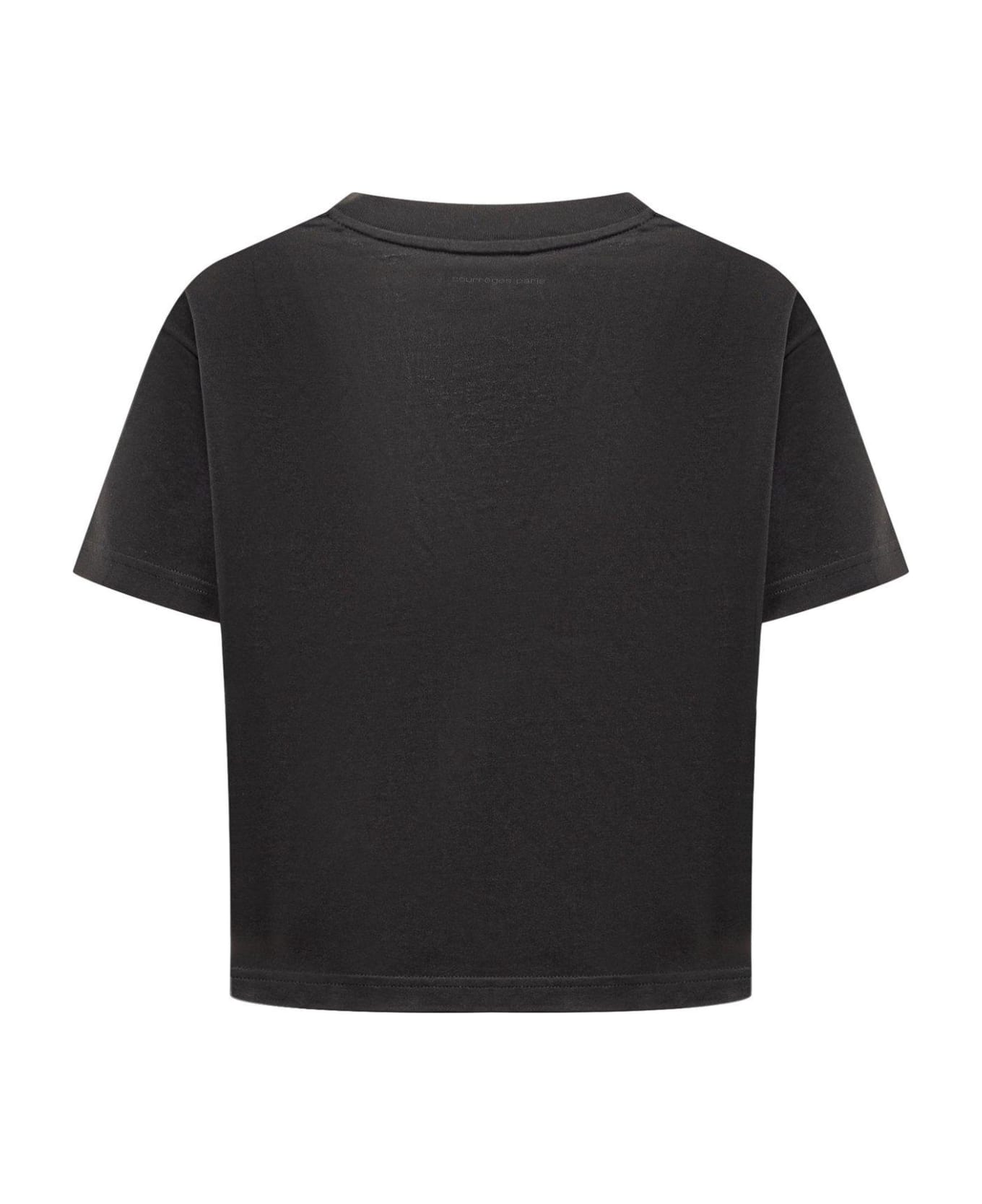 Courrèges V-neck Cropped T-shirt - Black