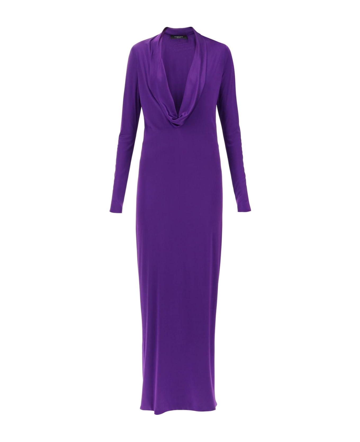 Versace Cowl Long Dress - BRIGHT DARK ORCHID (Purple)