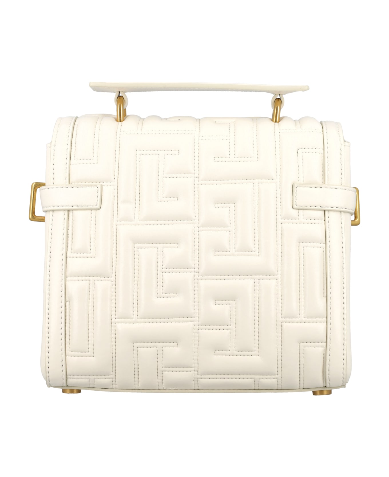 Balmain B-buzz 23 Quilted Leather Bag - WHITE