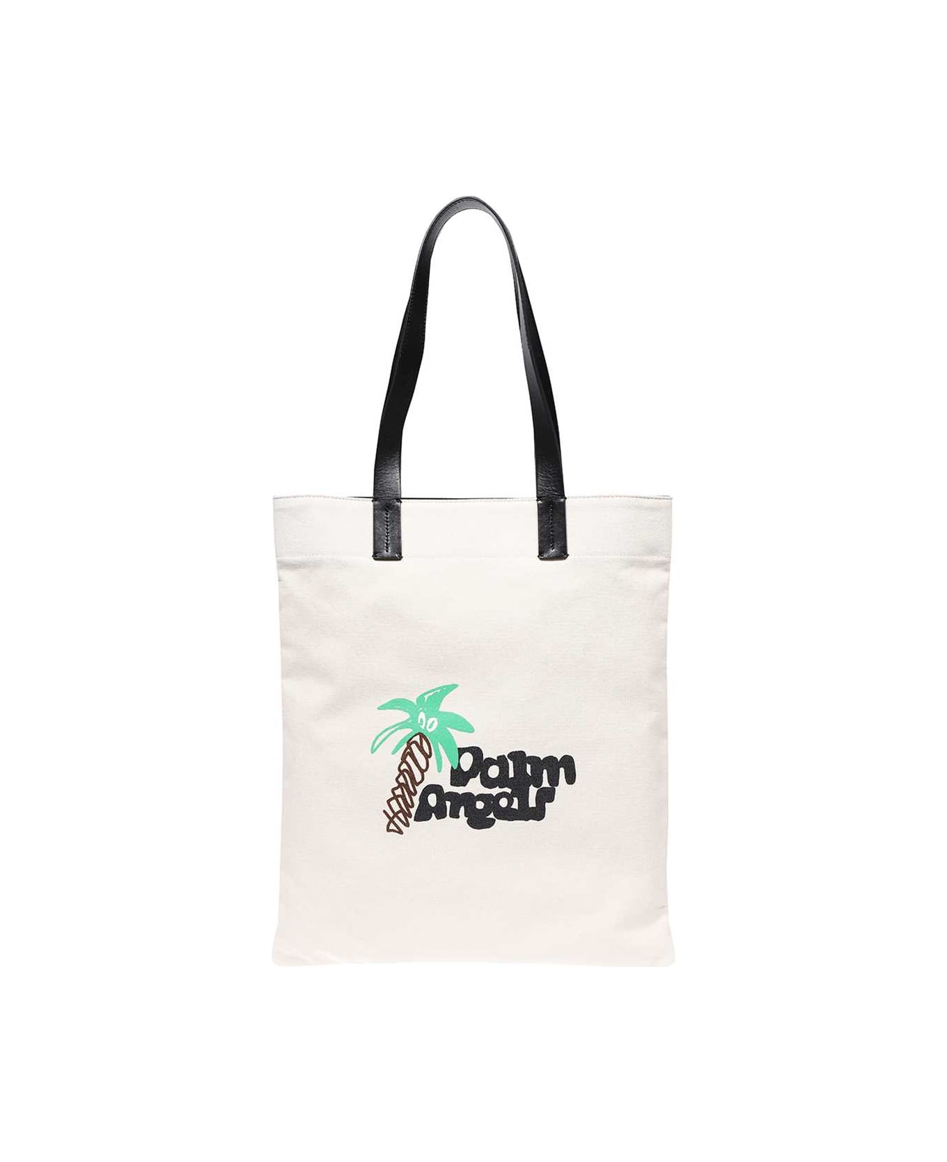 Palm Angels Cotton Canvas Shopping Bag - Ivory