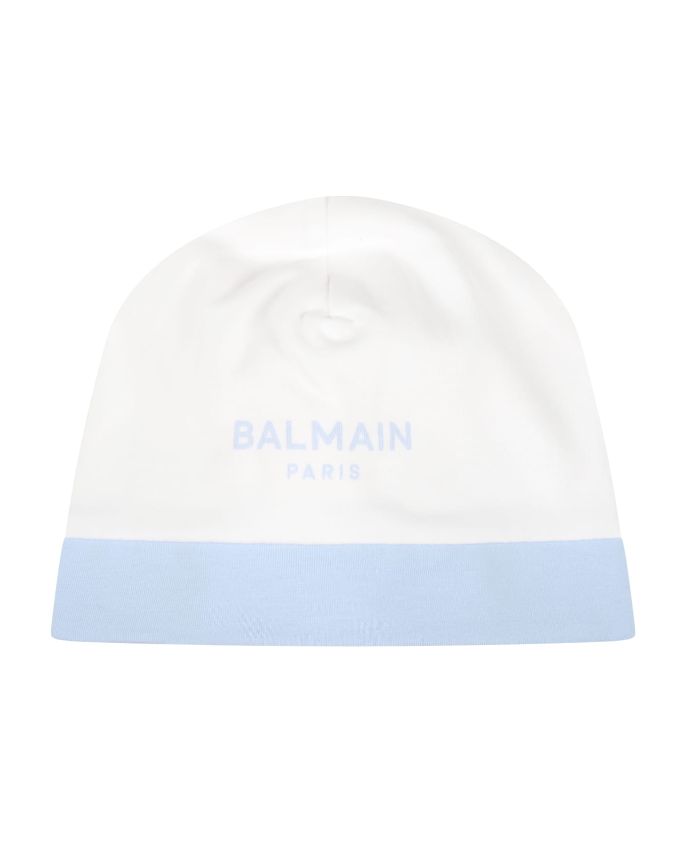 Balmain White Set For Baby Boy With Light Blue Logo