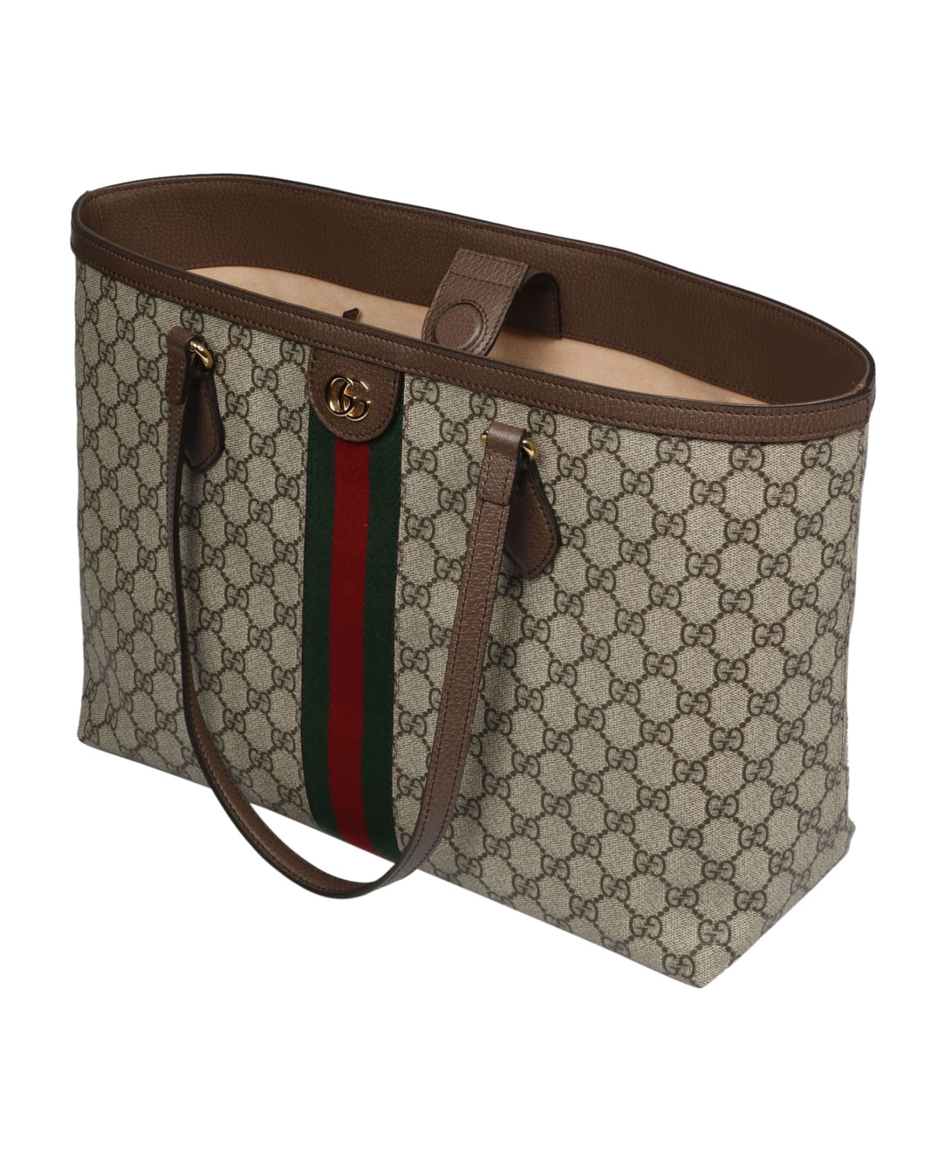 Gucci Web Stripe Detail Logo Tote - Brown