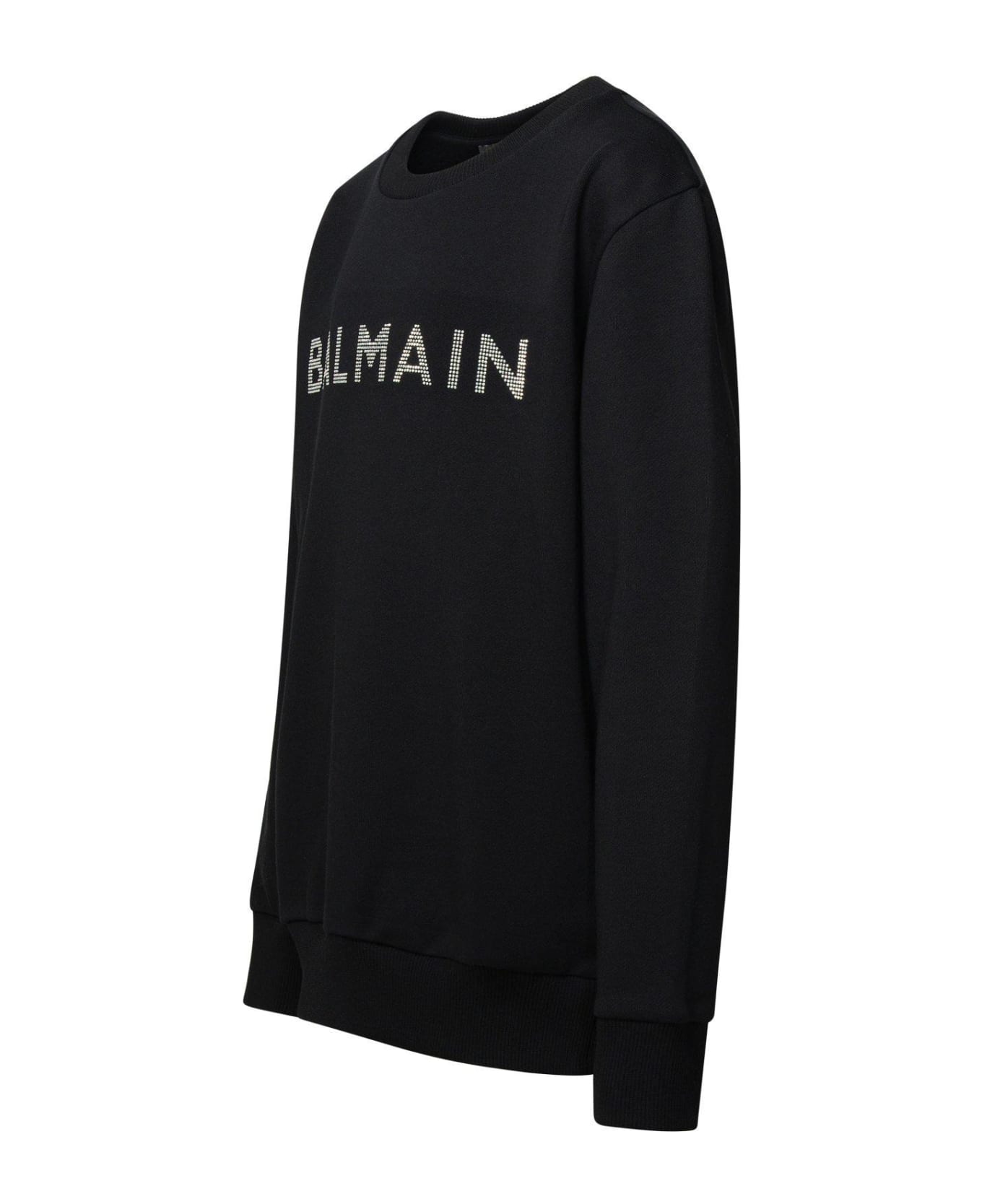 Balmain Logo Embellished Crewneck Sweatshirt - Black/silver