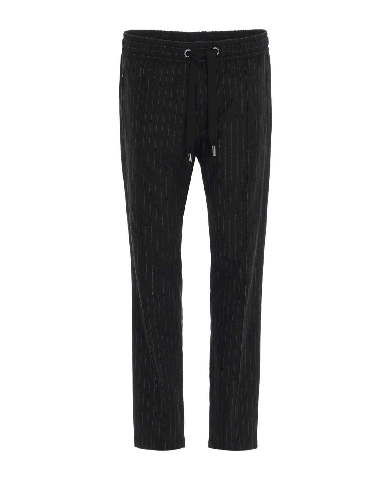Dolce & Gabbana Black White Stripe Wool Men Trouser Pants