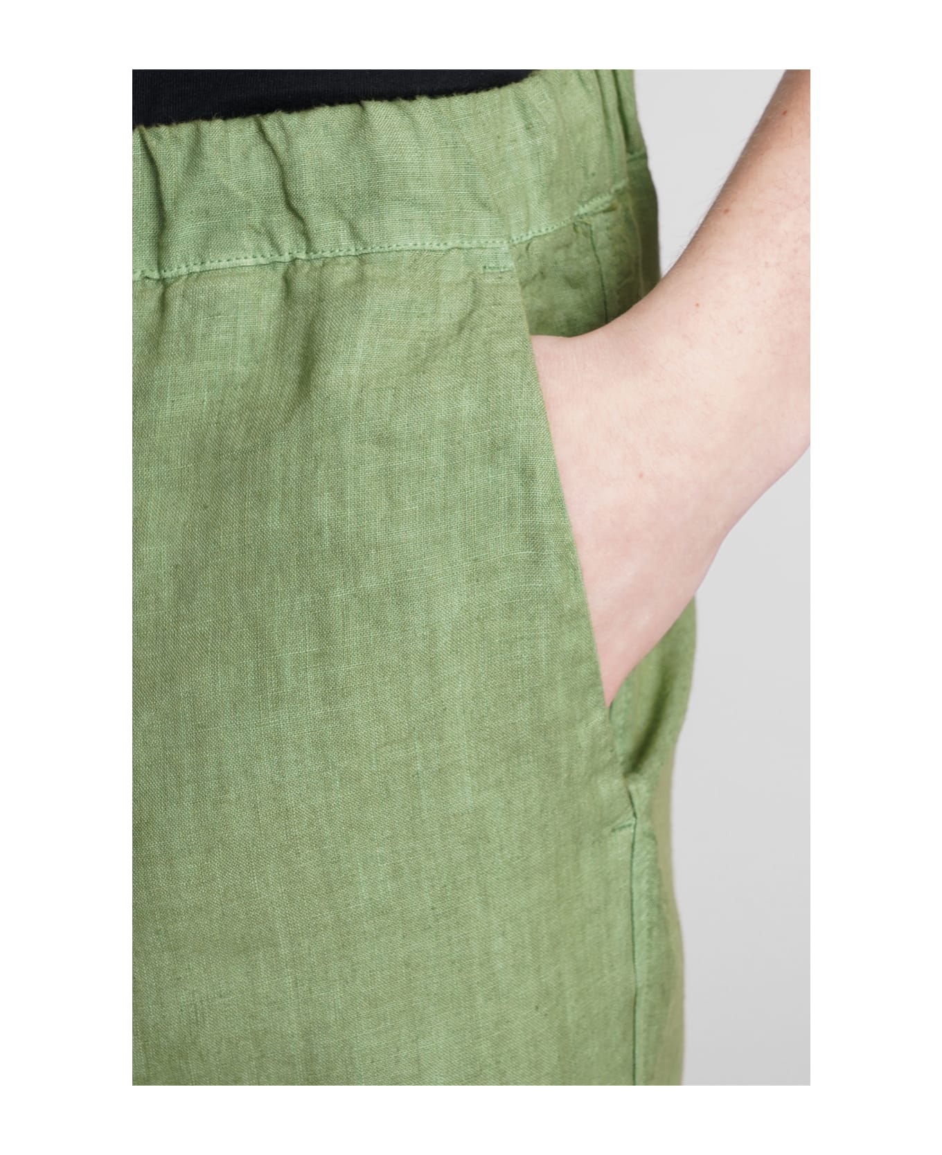 120% Lino Pants In Green Linen - Medium green soft ボトムス