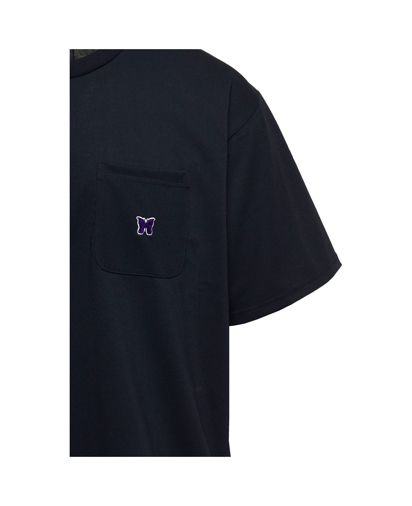 Needles T-shirt With Pocket And Logo In Black Technical Fabric Man - Black