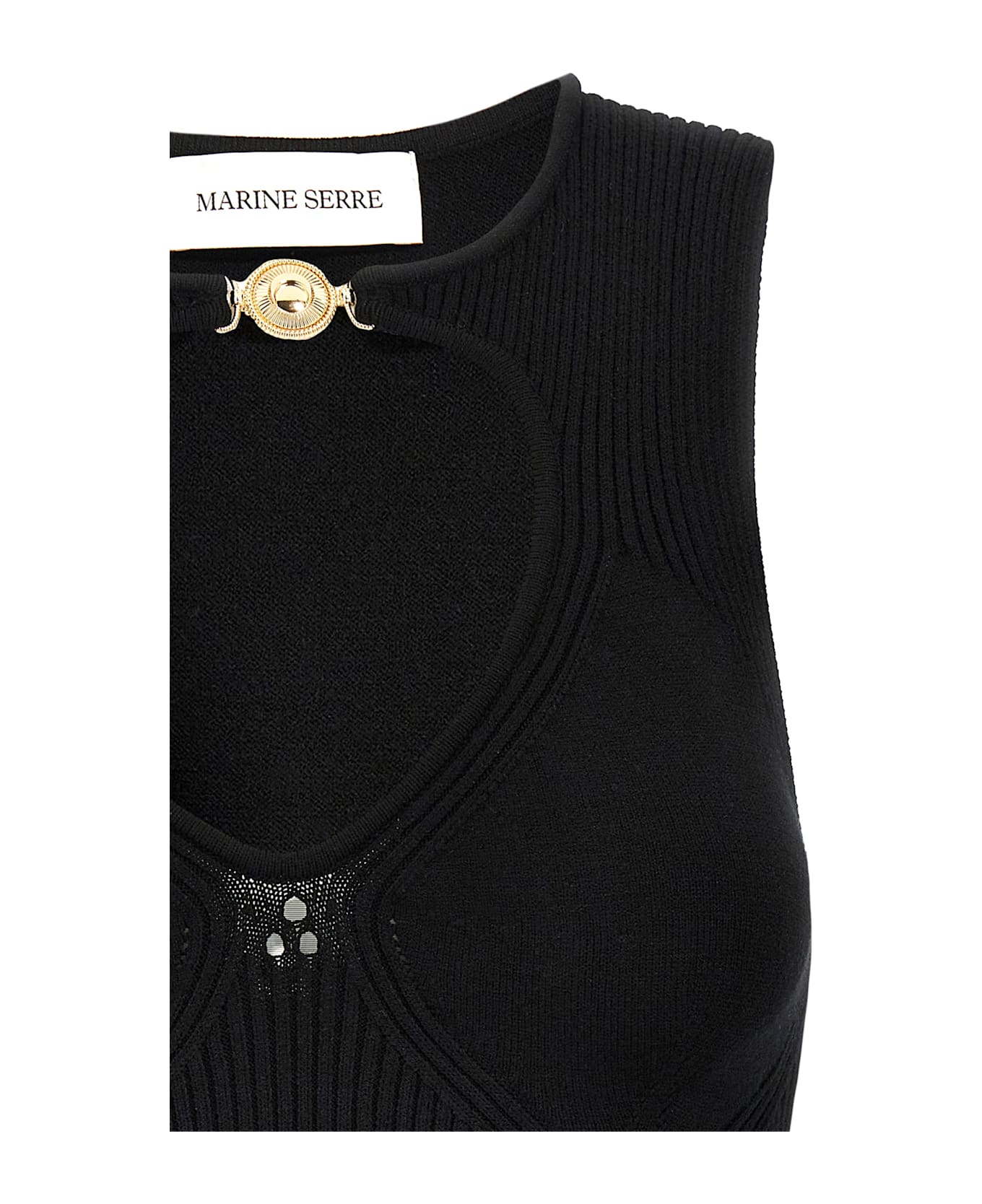 Marine Serre 'moon Jewelry Knit Open Neck' Top - Black  