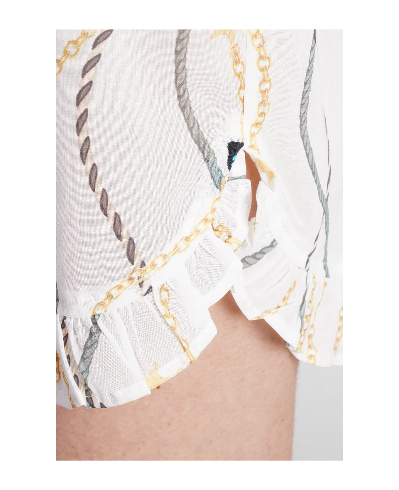 Ganni Shorts In White Cotton - white