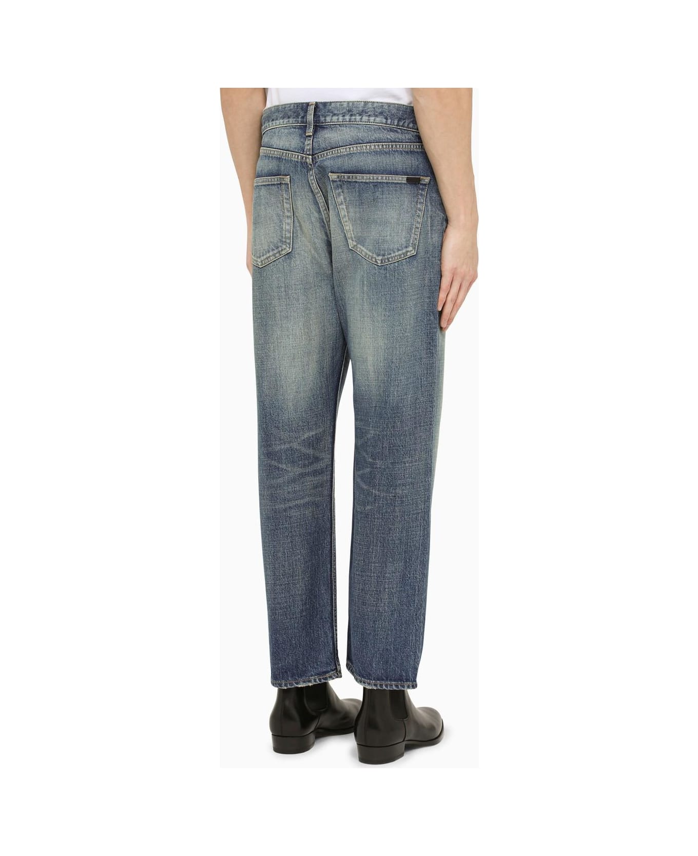 Saint Laurent Washed Blue Cropped Jeans - Vintage