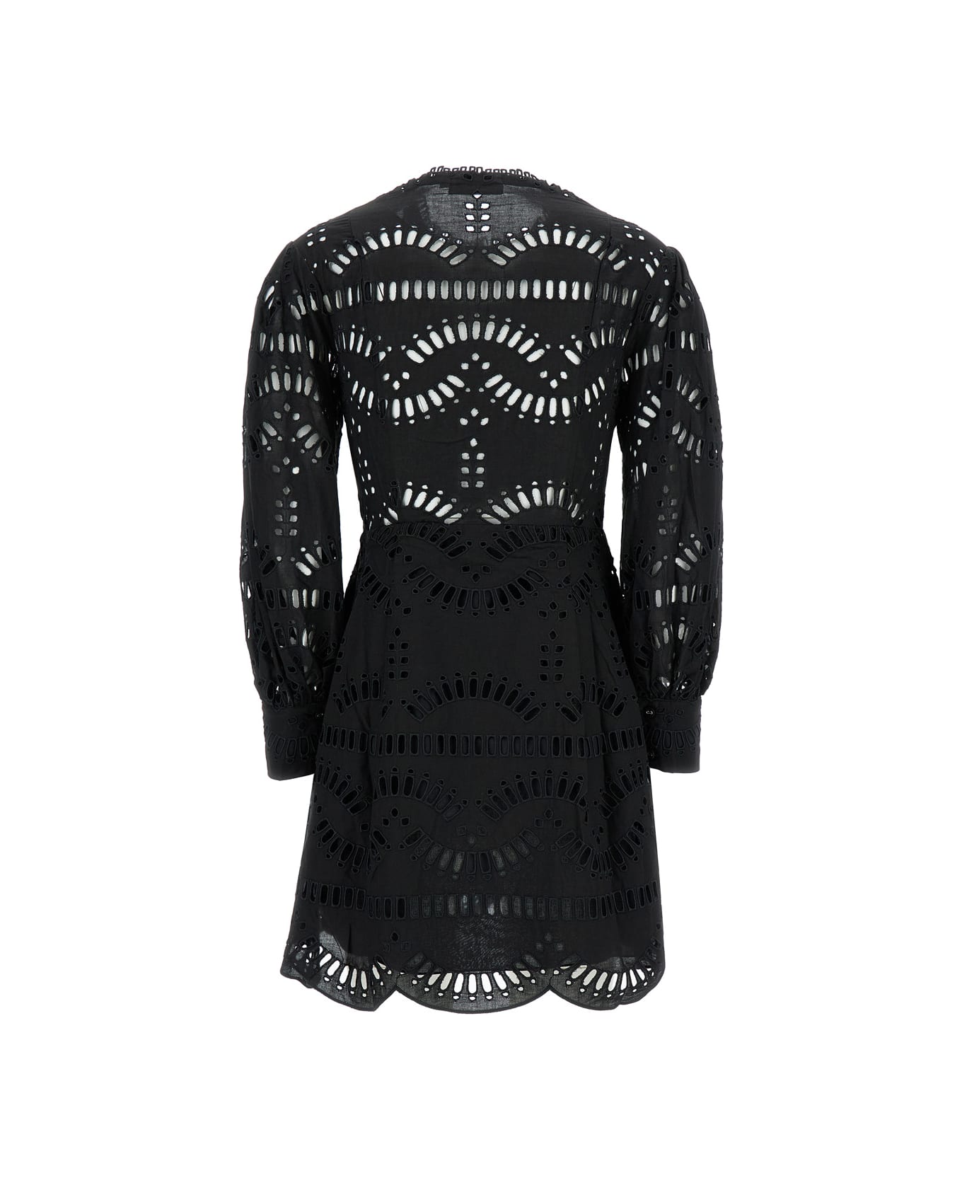 Charo Ruiz 'franca' Mini Black Dress With Floreal Print In Cotton Blend Woman - Black ワンピース＆ドレス
