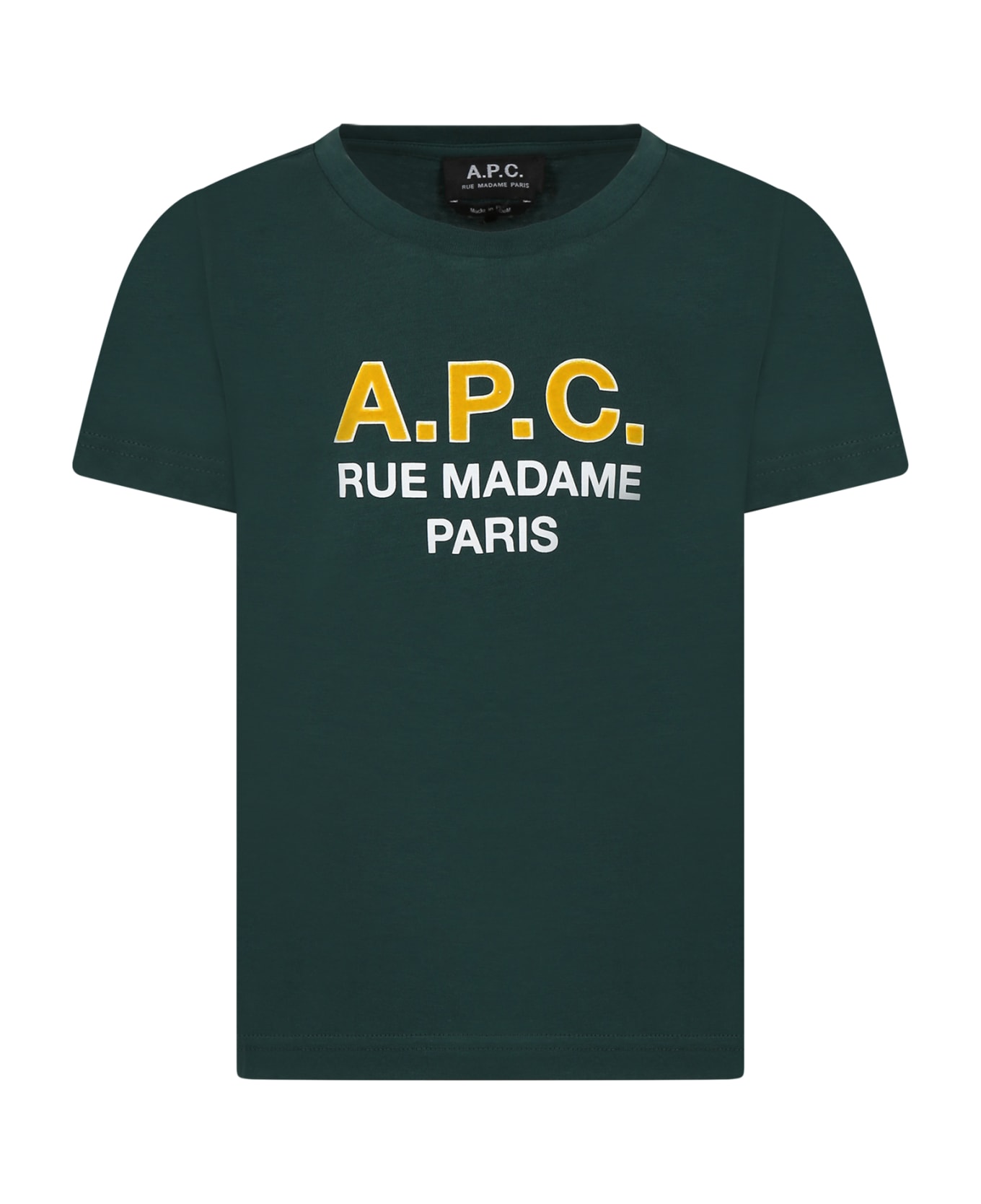 A.P.C. Green T-shirt For Kids With Logo - Green