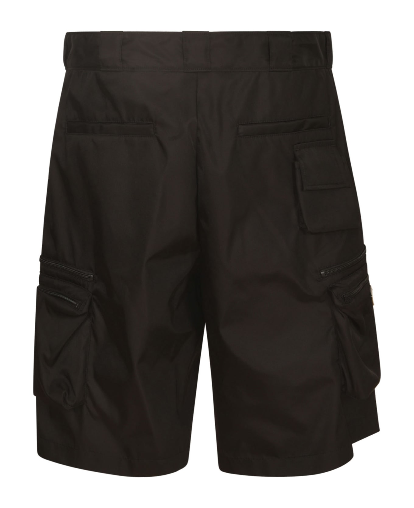 Prada Logo Plaque Zipped Shorts - Black