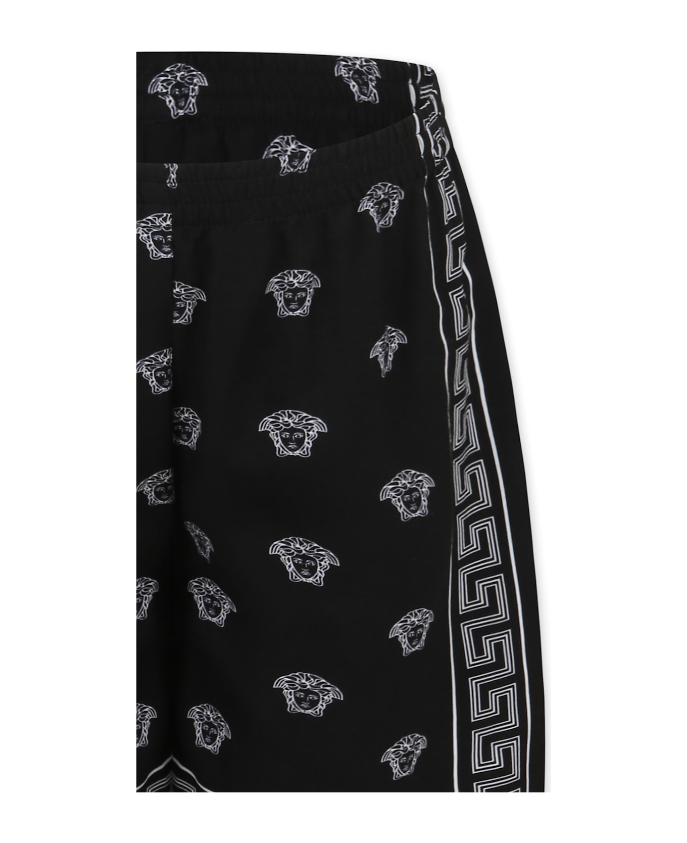 Versace Black Shorts For Boy With Medusa Bandana Print - Black
