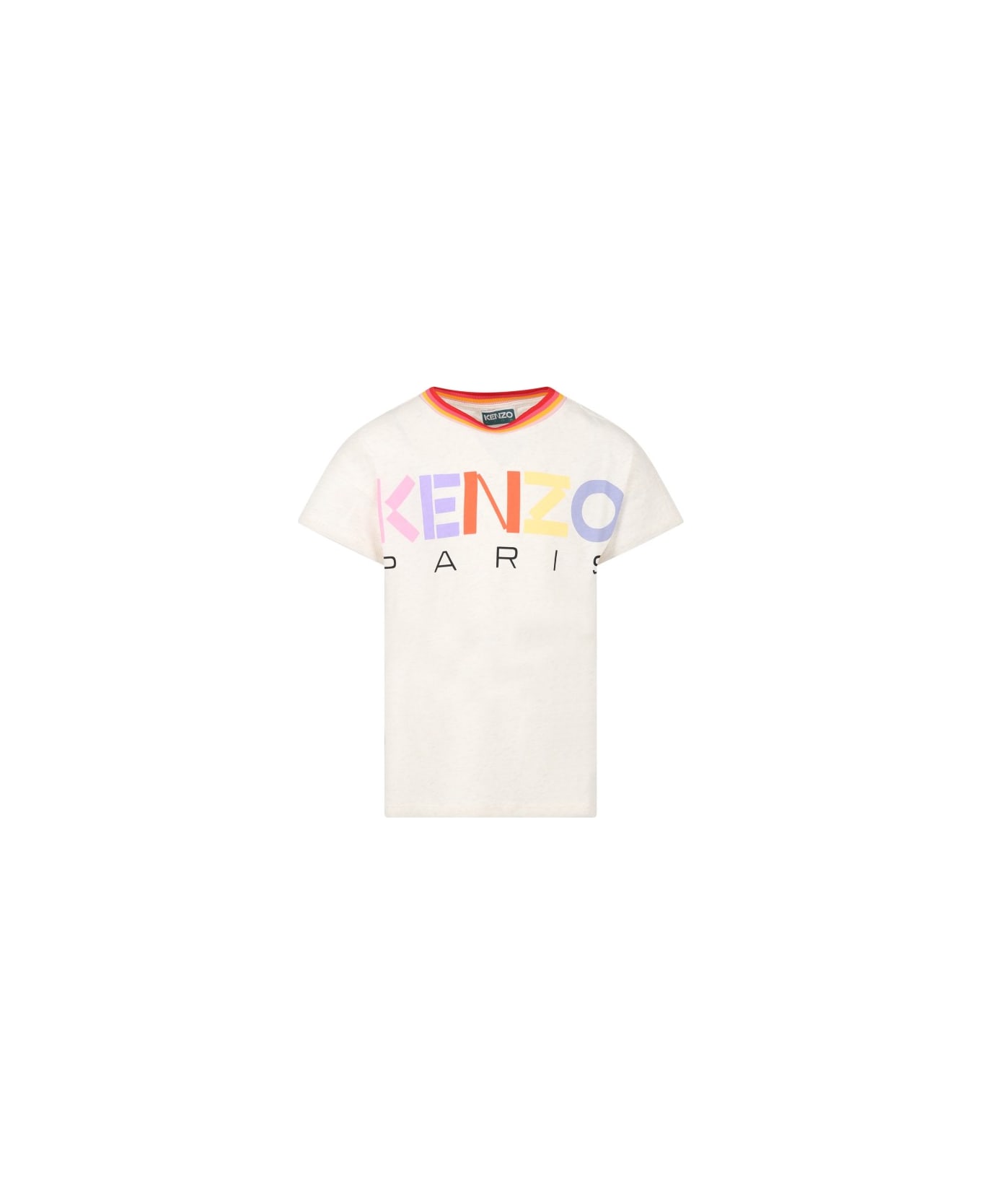 Kenzo Kids Beige Dress With Logo - Cream