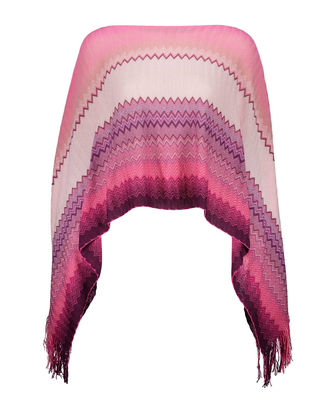 Missoni Fringed Knit Poncho - Pink カバーアップ