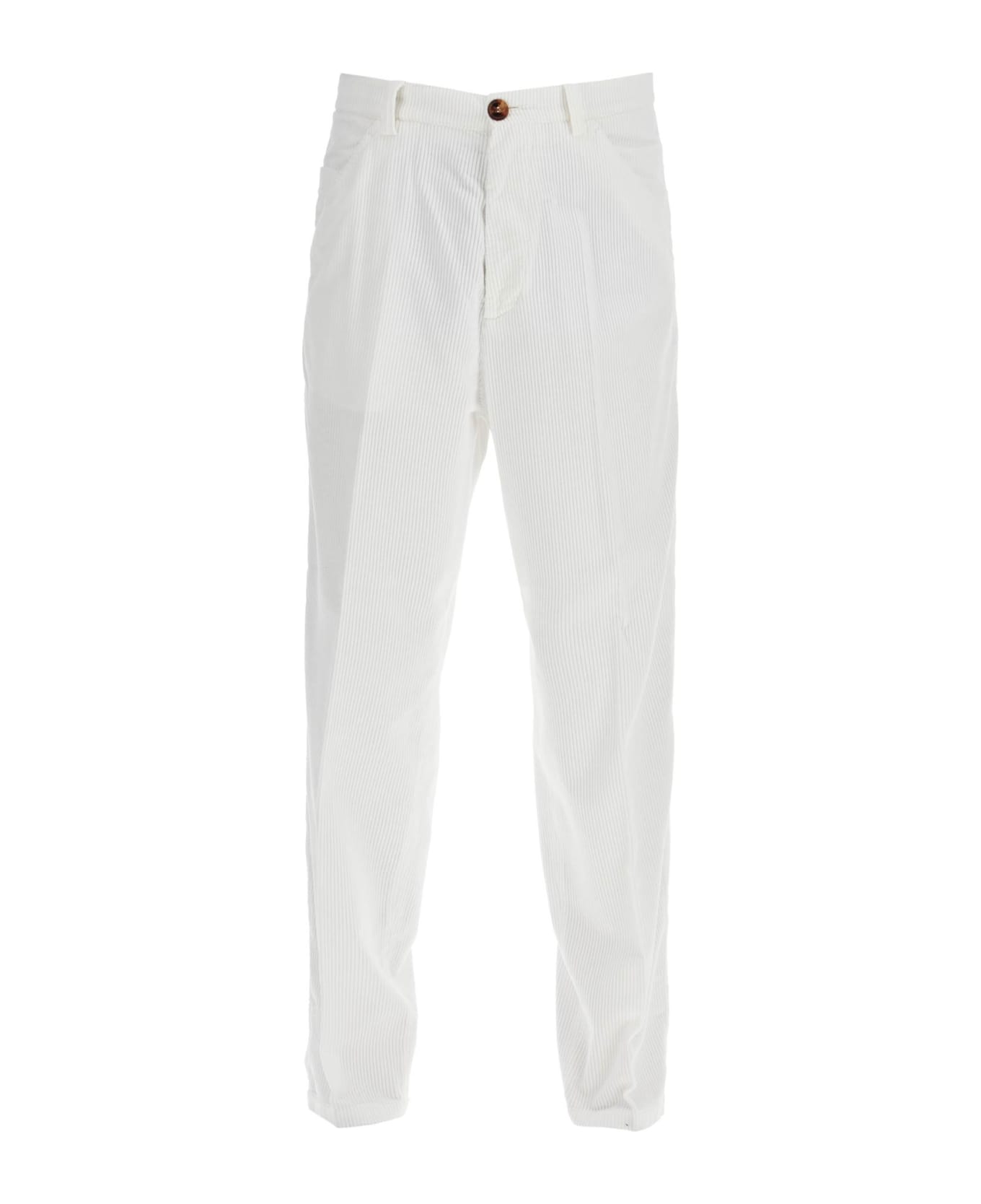 Brunello Cucinelli Corduroy Leisure Fit Pants - NEVE (White)