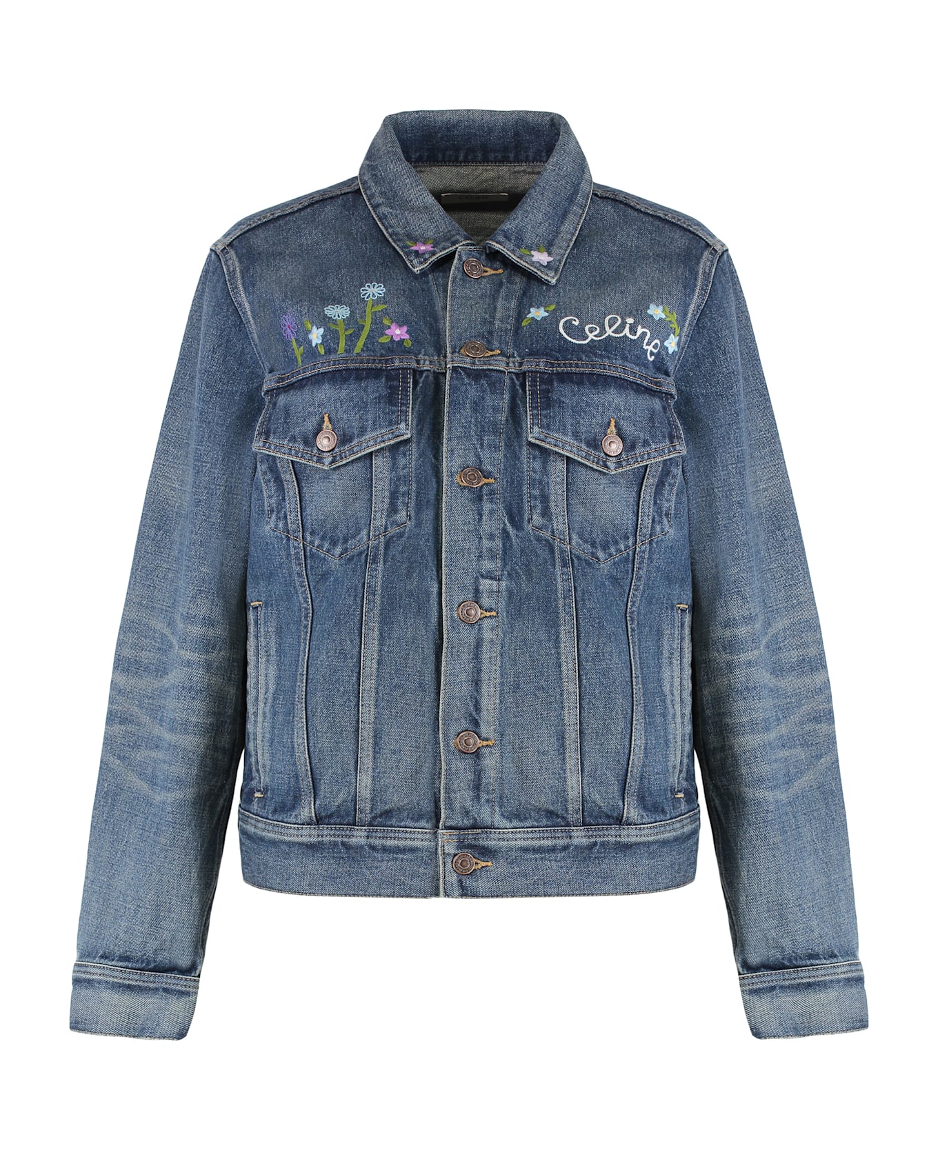 Celine Denim Jacket With Embroidery - Denim