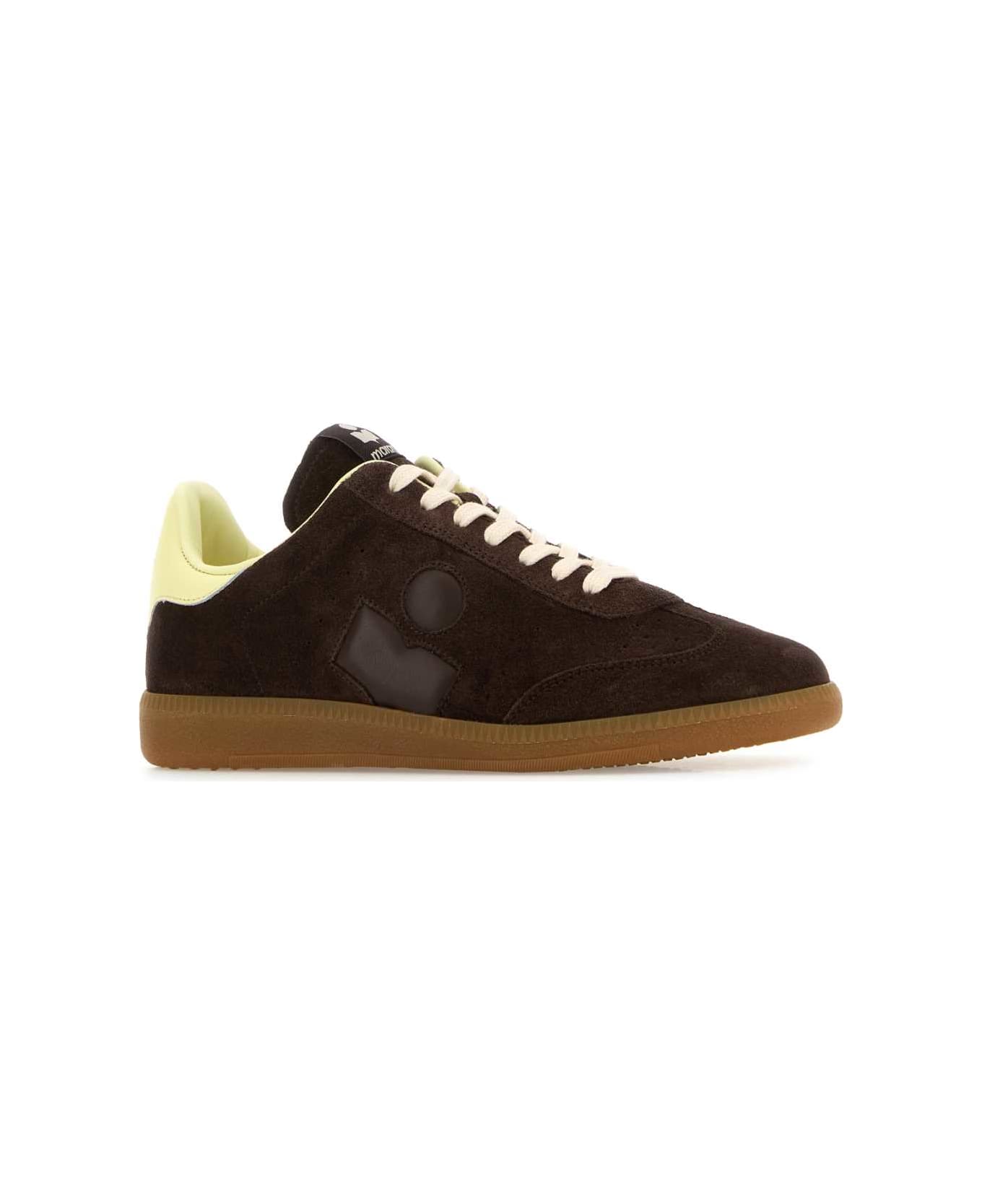 Isabel Marant Chocolate Suede Bryce Sneakers - CHOCOLATELIGHTYELLOW